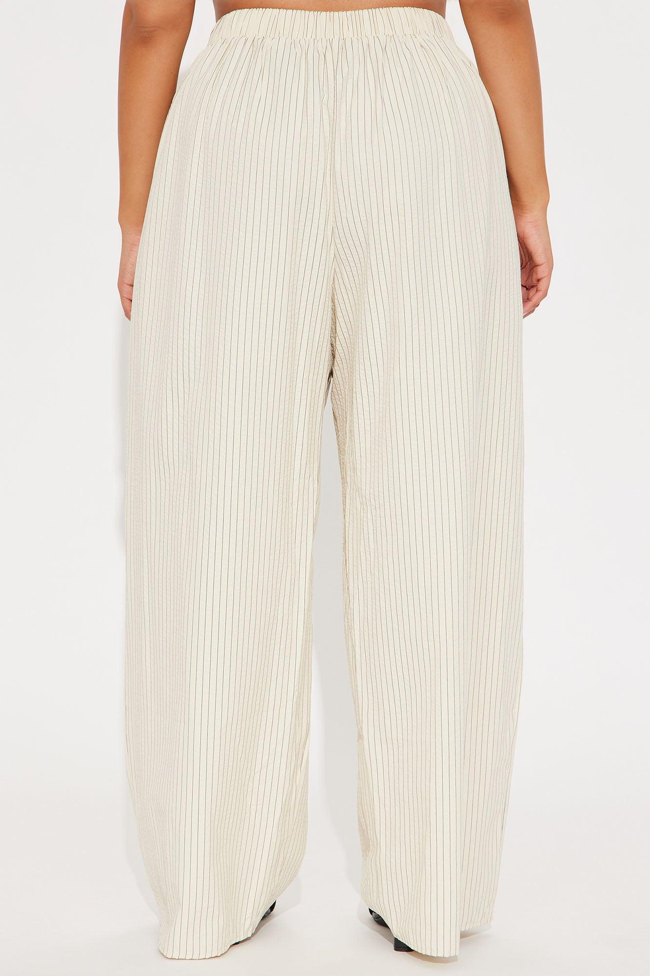 Kimmy Wide Leg Pinstripe Pants - Cream Female Product Image
