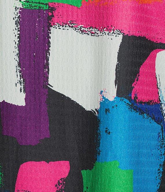 Calessa Knit Geometric Multi Print Scoop Neck Long Sleeve Tunic Product Image