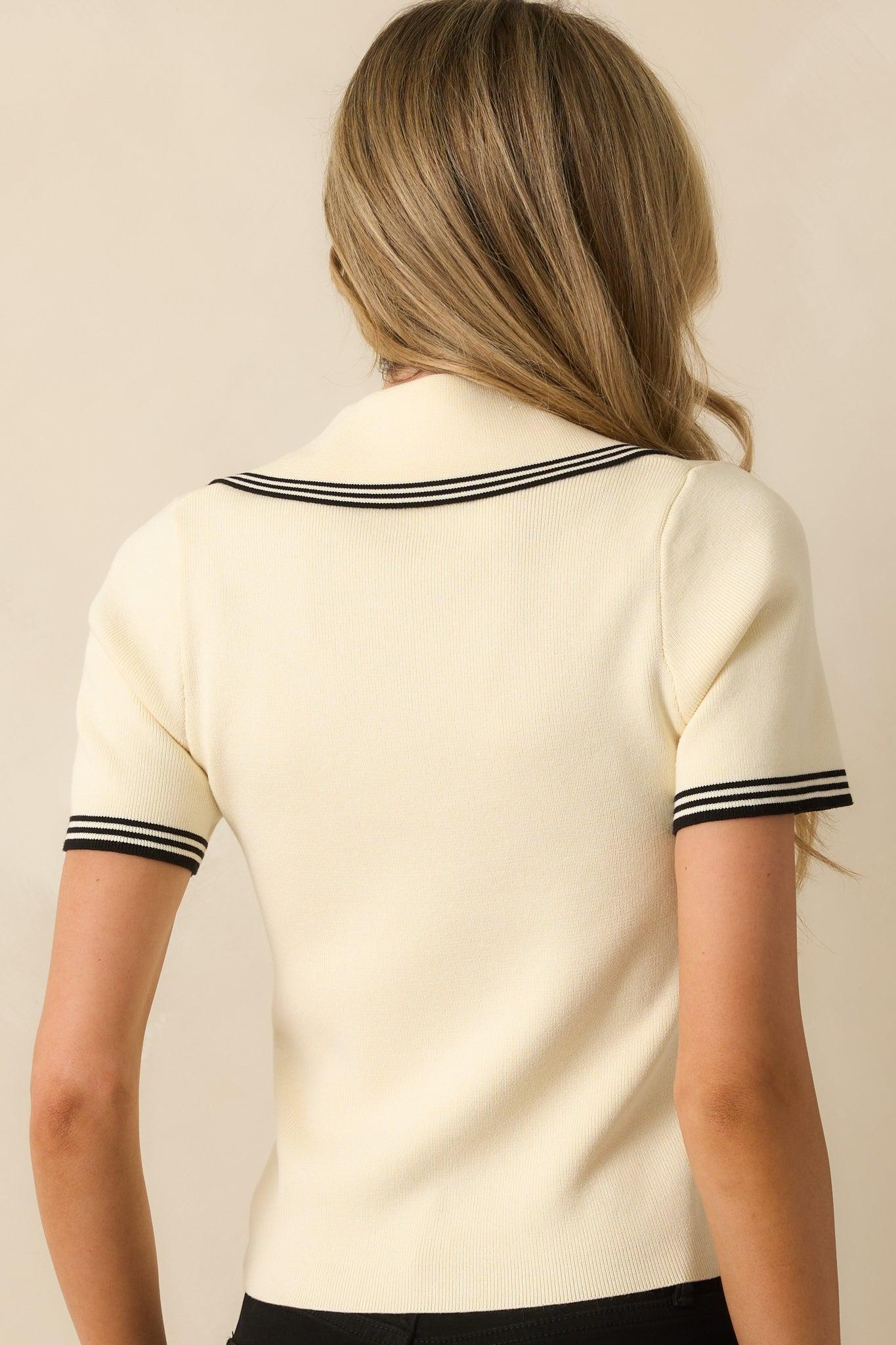 Top Of The Class Ivory Short Sleeve Polo Shirt Product Image