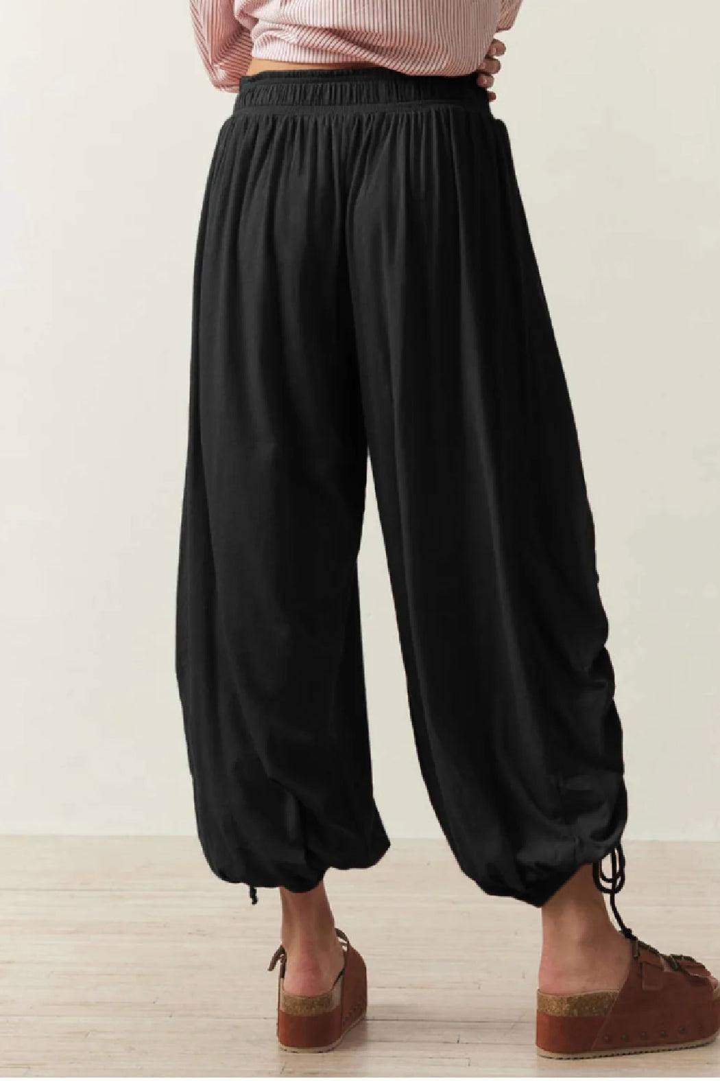 Drawstring Ruched Knit Pants Product Image