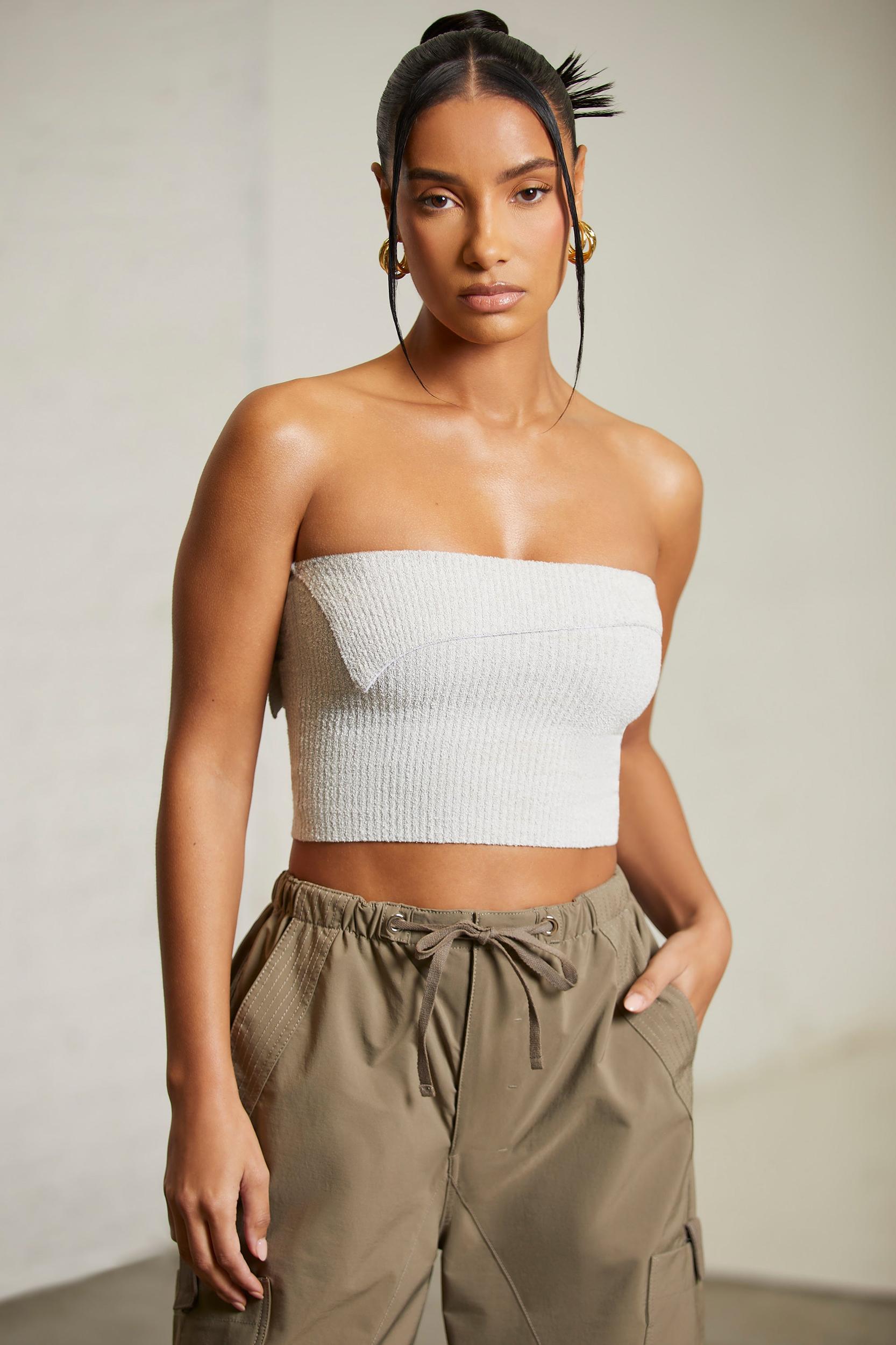 Overlap Bandeau Crop Top in Alloy Female Product Image