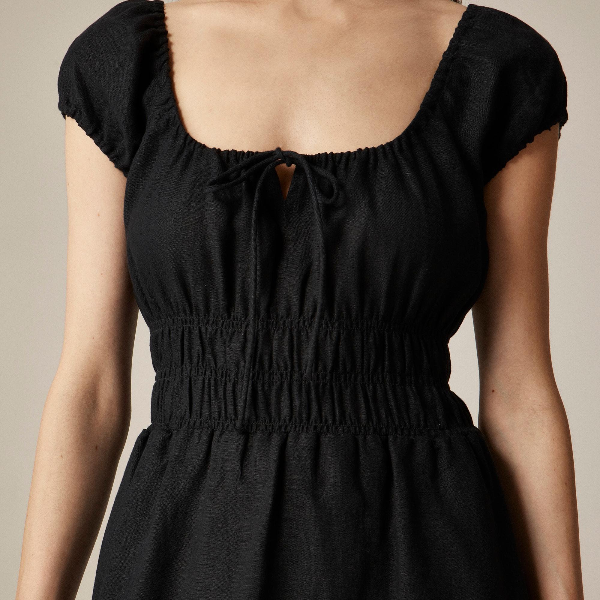 Cap-sleeve midi dress in linen Product Image