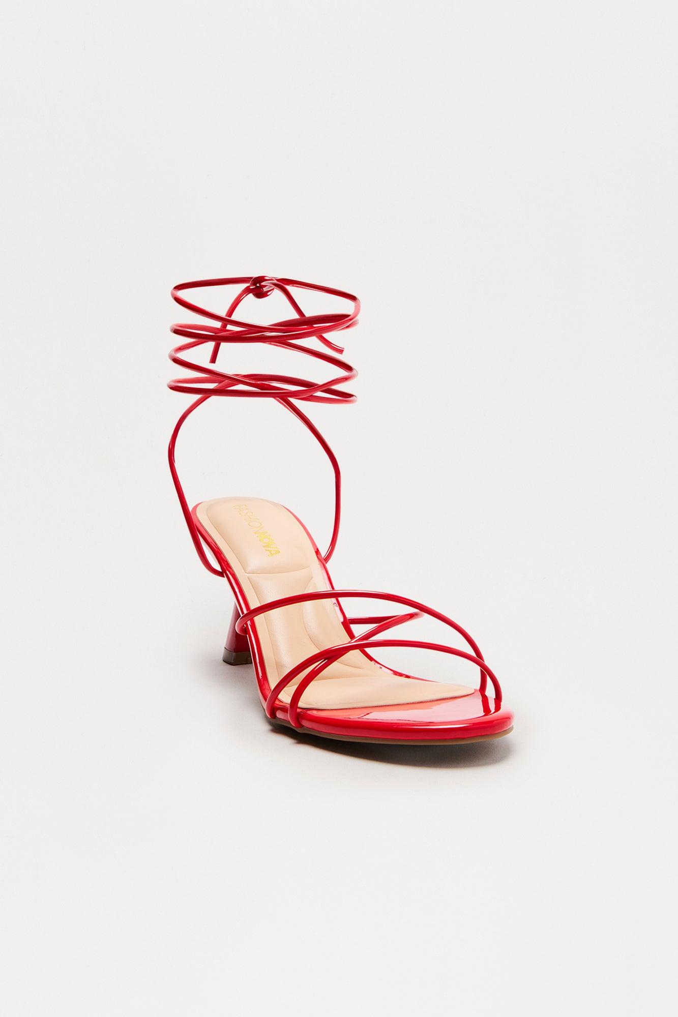 Kitsy Wrap Up Heels - Red Product Image