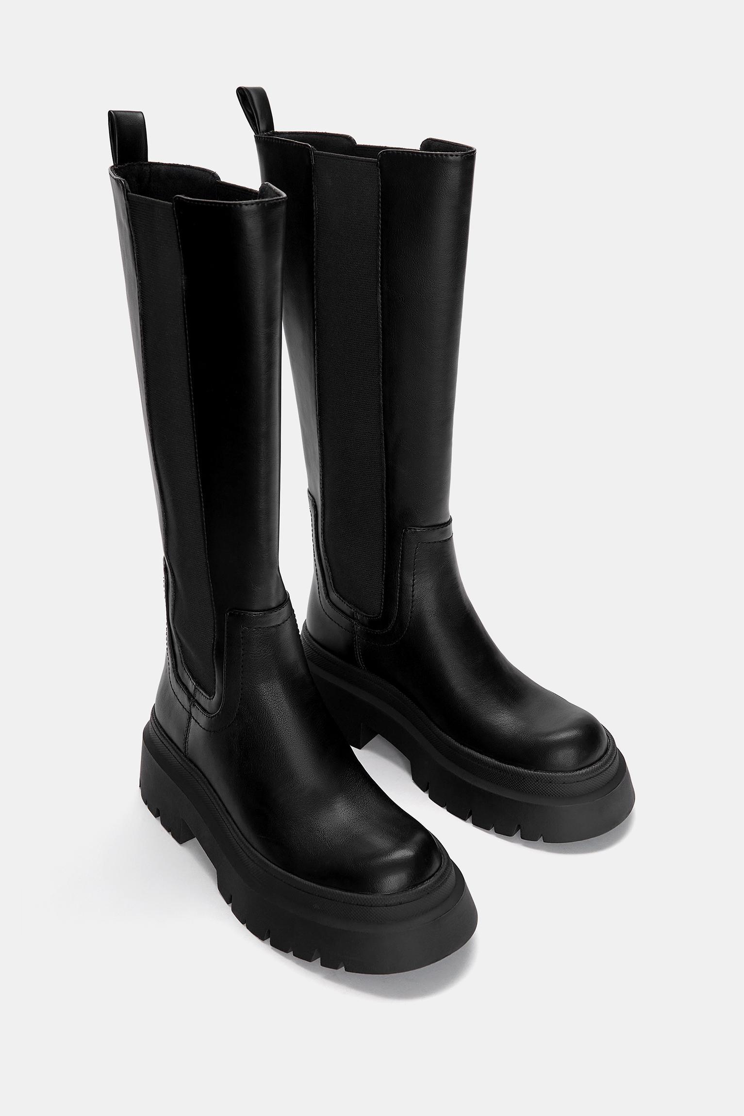 Chunky stretch knee-high boots Product Image