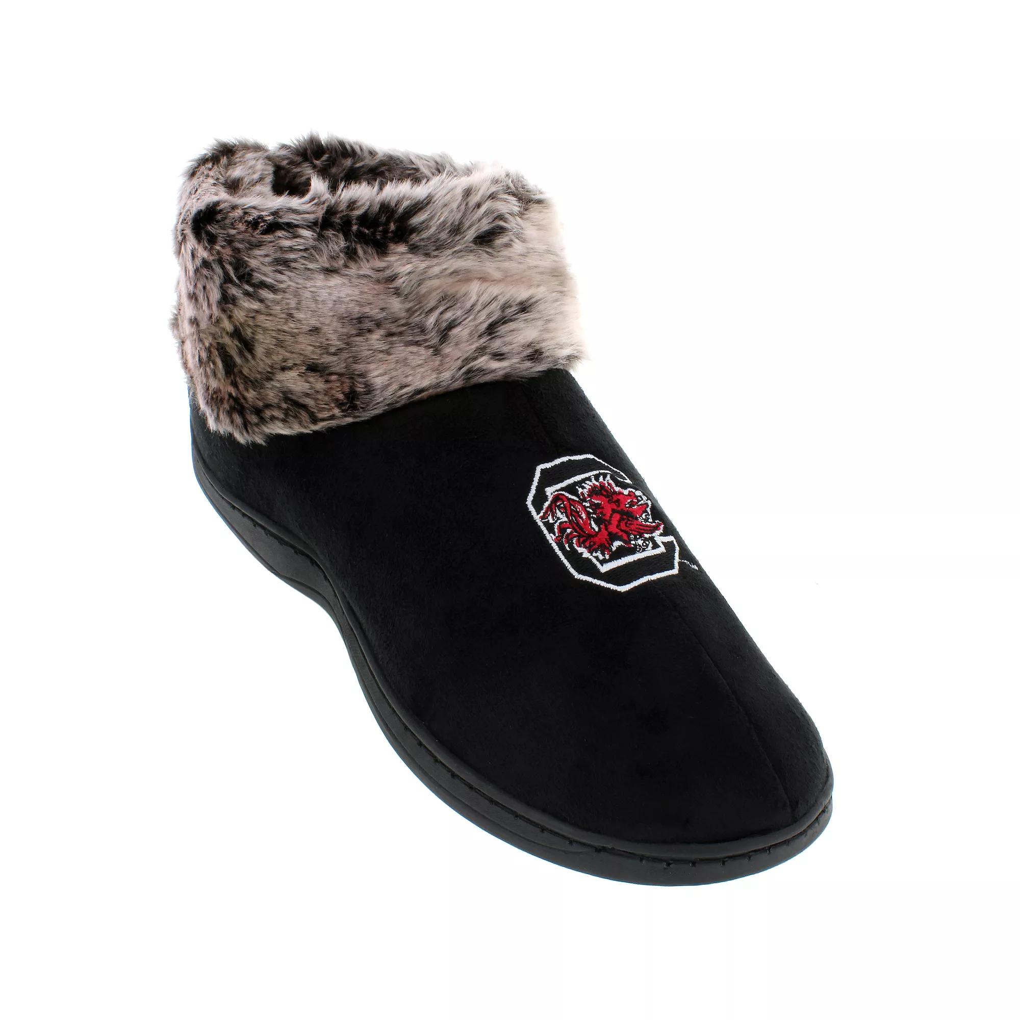 South Carolina Gamecocks Faux-Fur Slippers, Women's, Size: Medium, Black Product Image