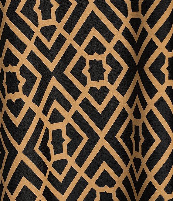 Jude Connally Emerson Jude Cloth Knit Garden Lattice Navy Print Point Collar Puffed Sleeve Shift Dress Product Image