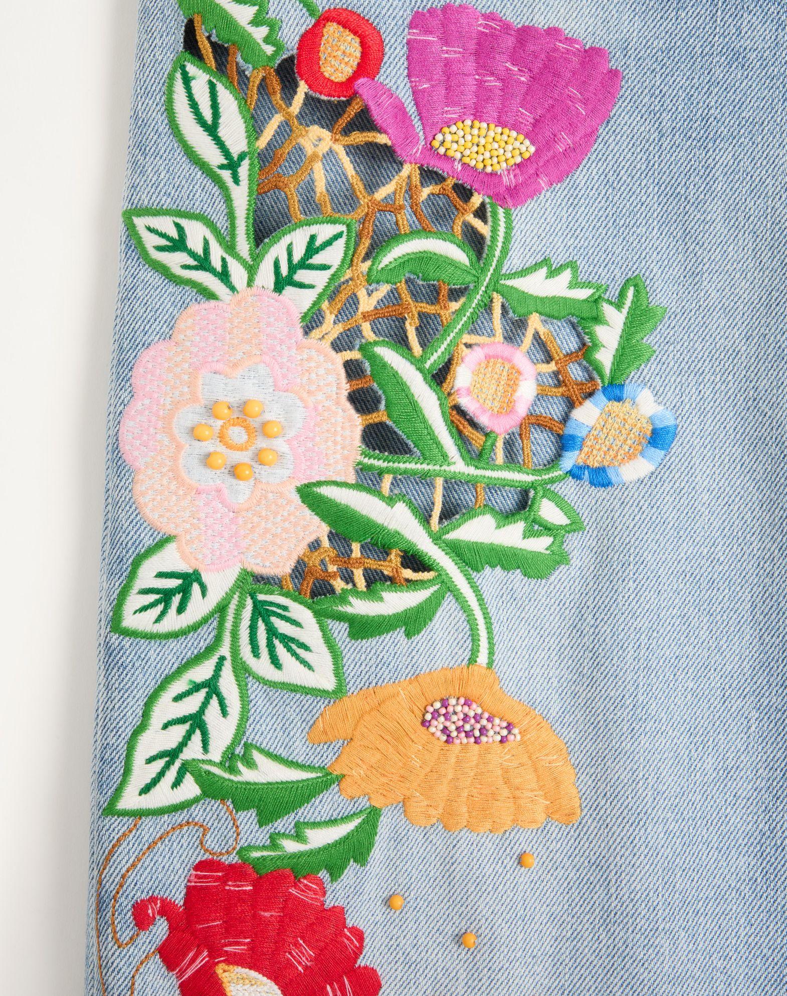 Embroidered Denim Pants Product Image