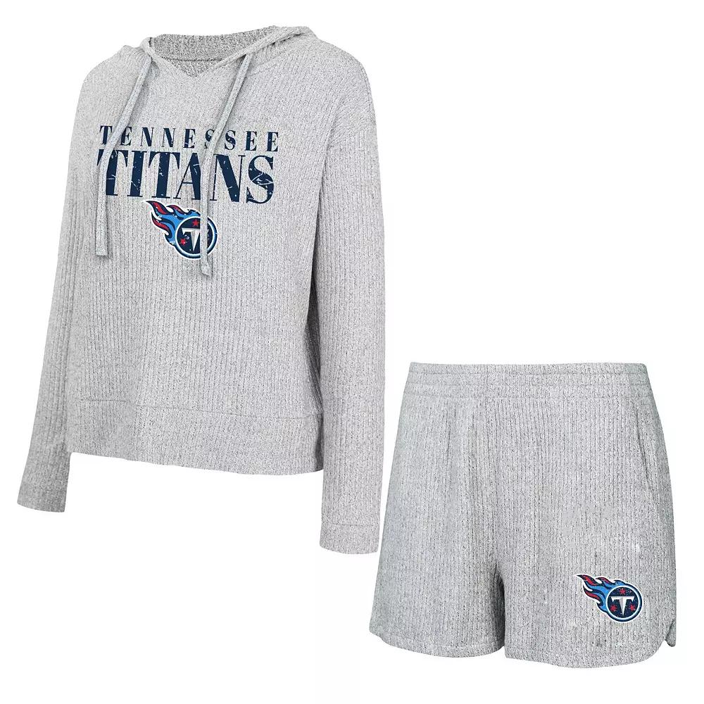 Women's Concepts Sport Gray Tennessee Titans Juniper Long Sleeve Hoodie T-Shirt & Shorts Set,  Product Image