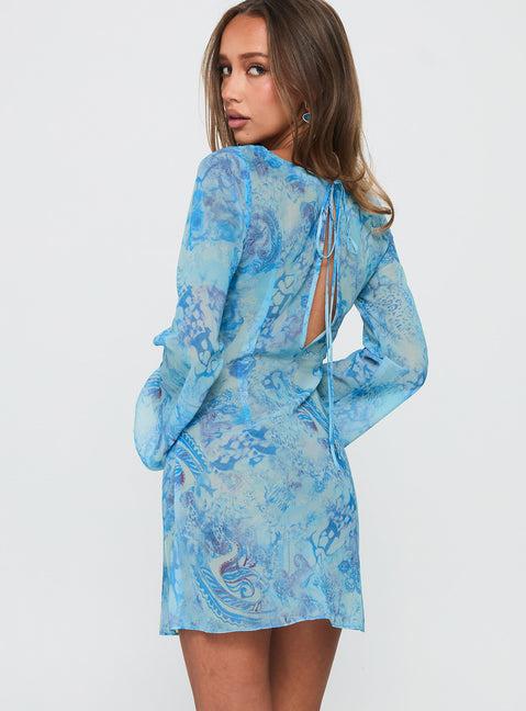 Wayfarer Shell Beach Cover Up Mini Dress Blue Multi Product Image