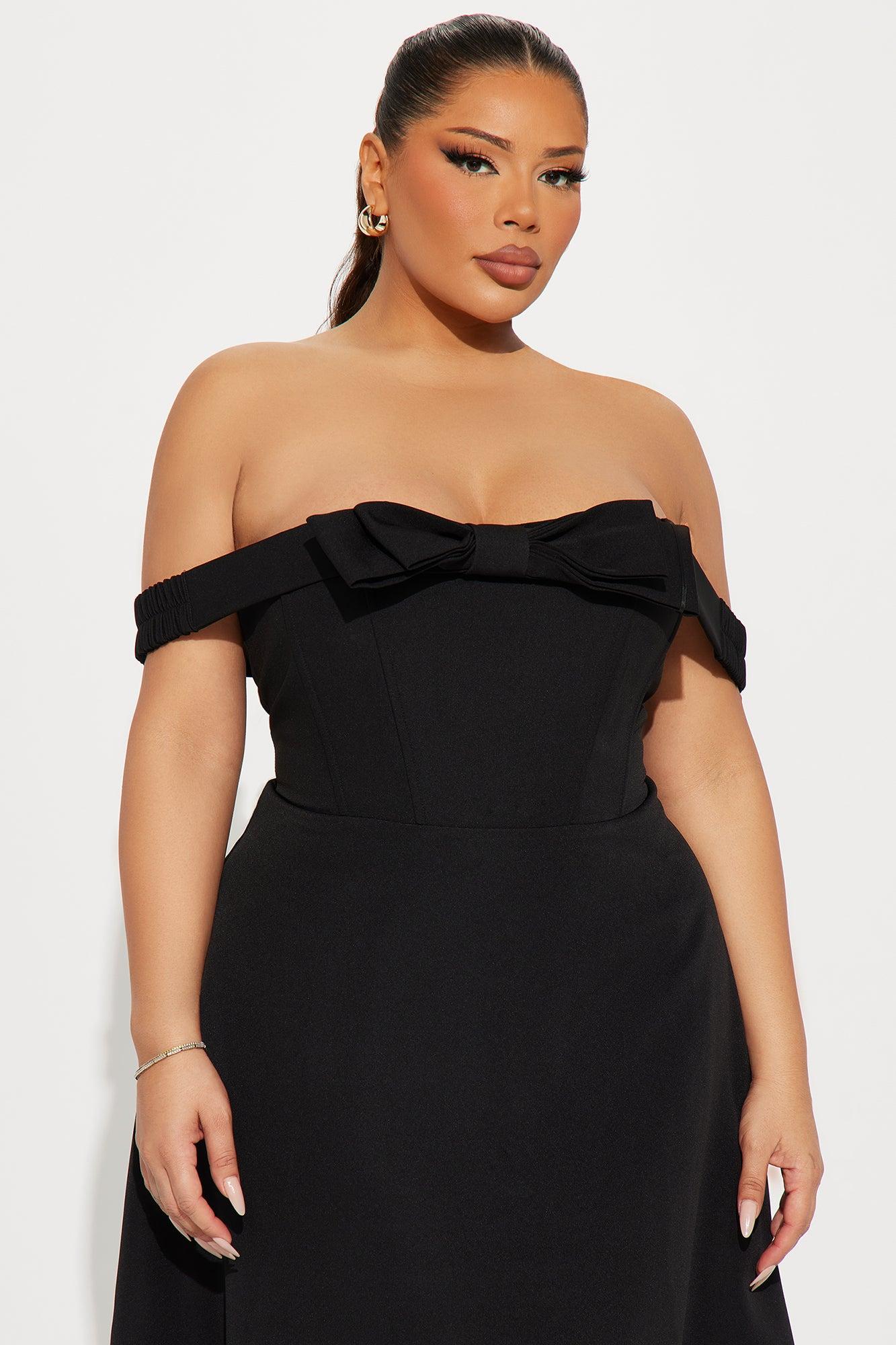 Melinda Off Shoulder Midi Dress - Black Product Image