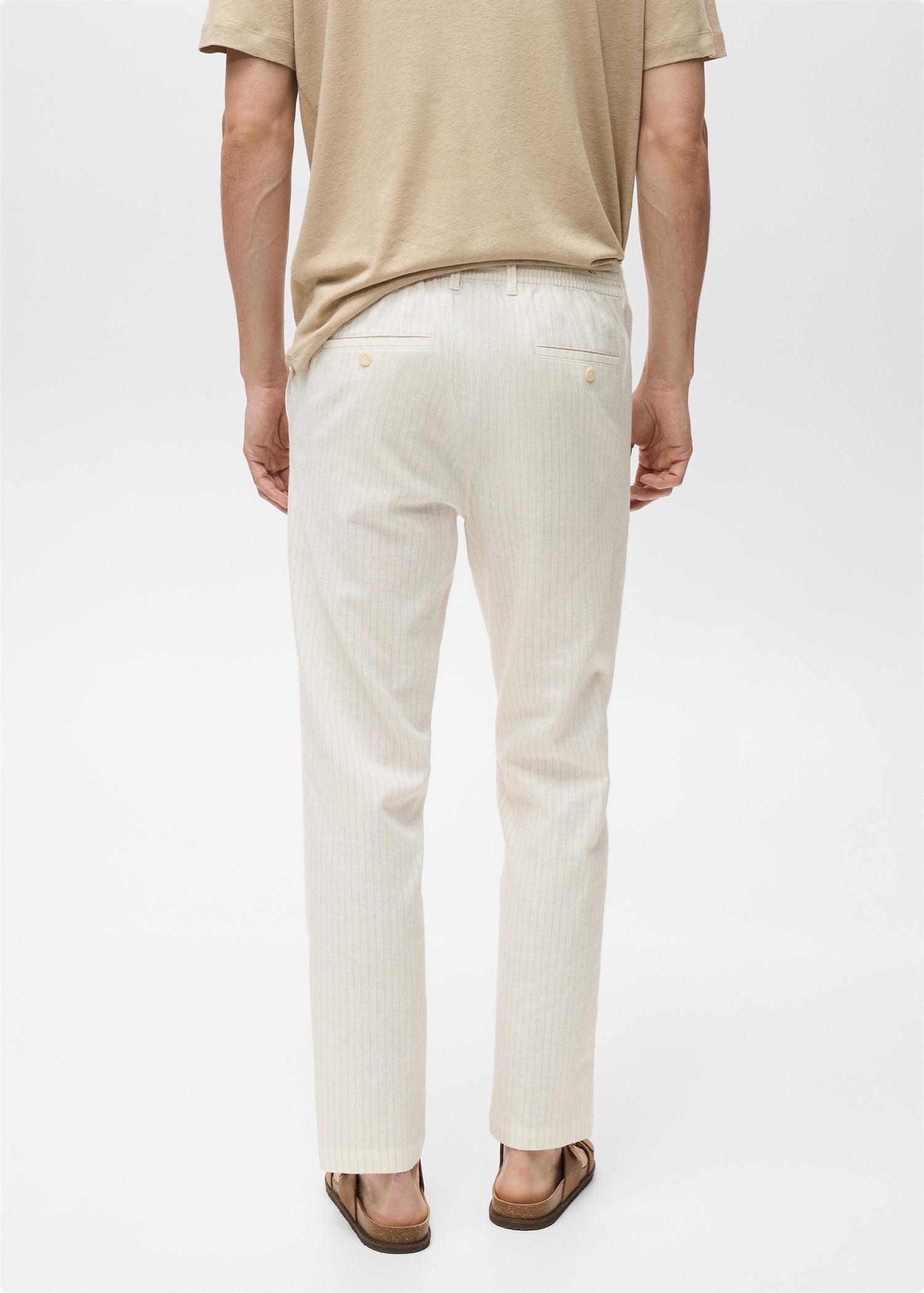 Pinstripe linen pants - Men | MANGO USA Product Image