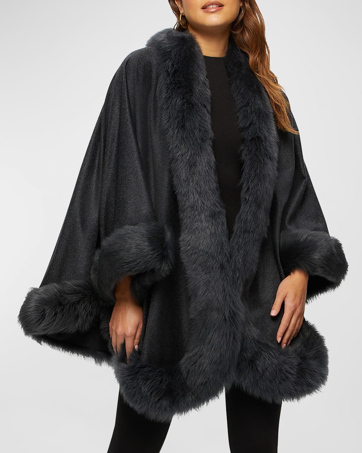 Cashmere Cape With Toscana Shearling Lamb Trim Product Image