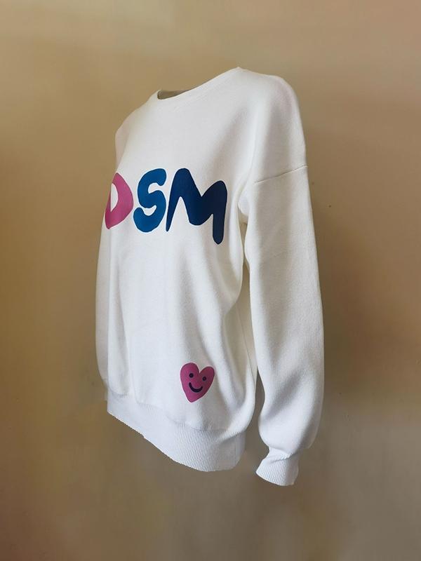 Contrast Color Letter Jacquard Crew Neck Sweater Product Image