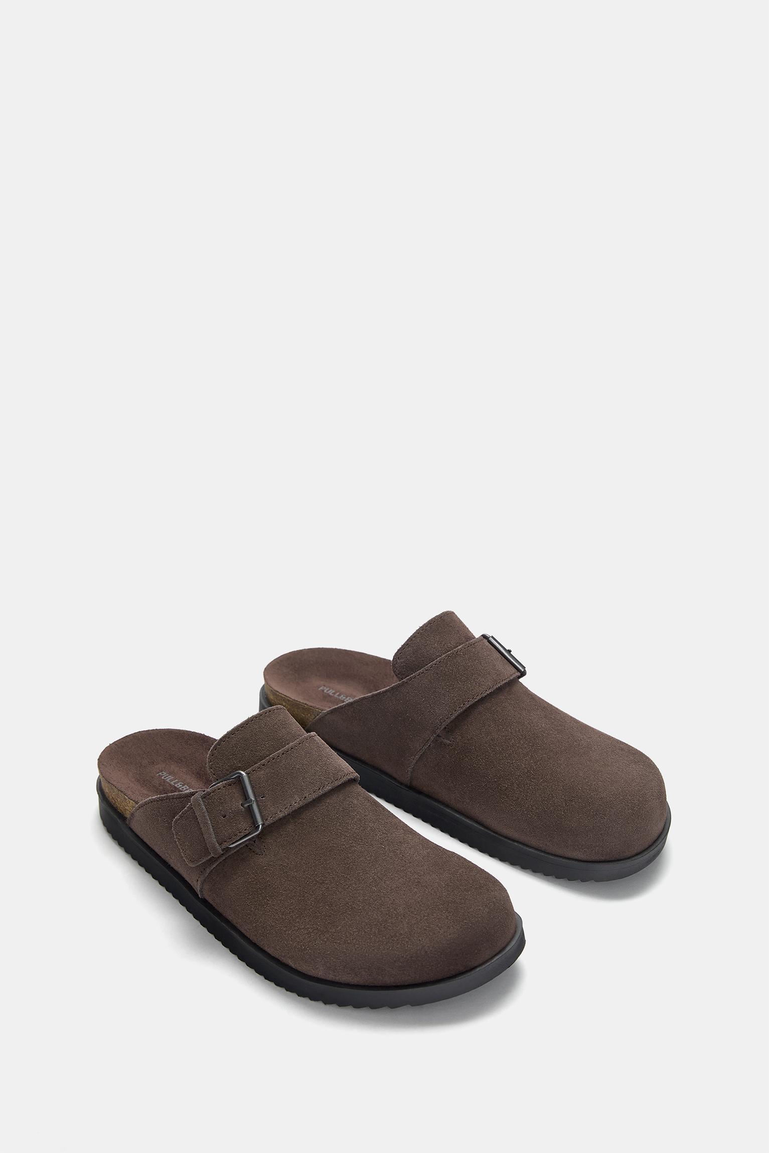 Leather clogs with buckle Product Image