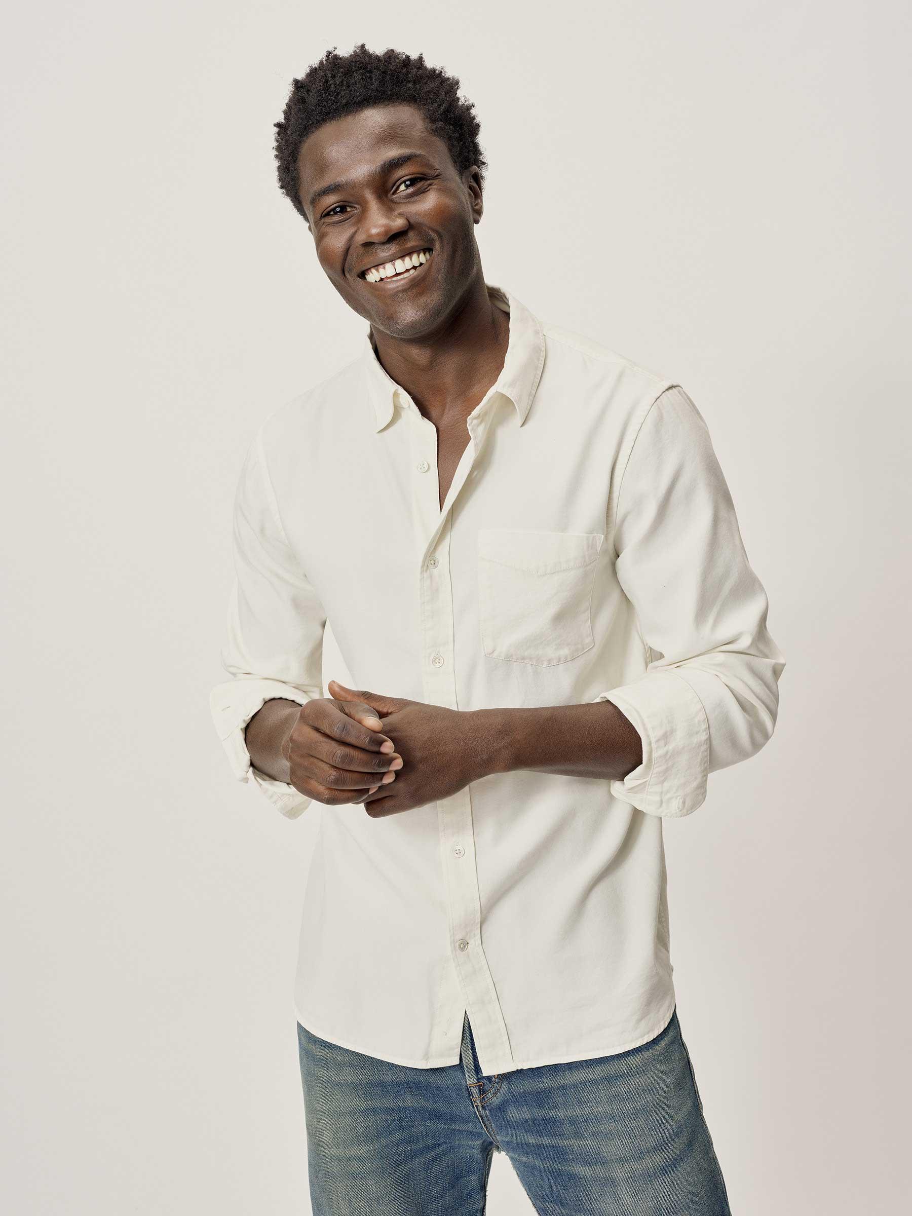 Natural Draped Twill One Pocket Shirt Product Image