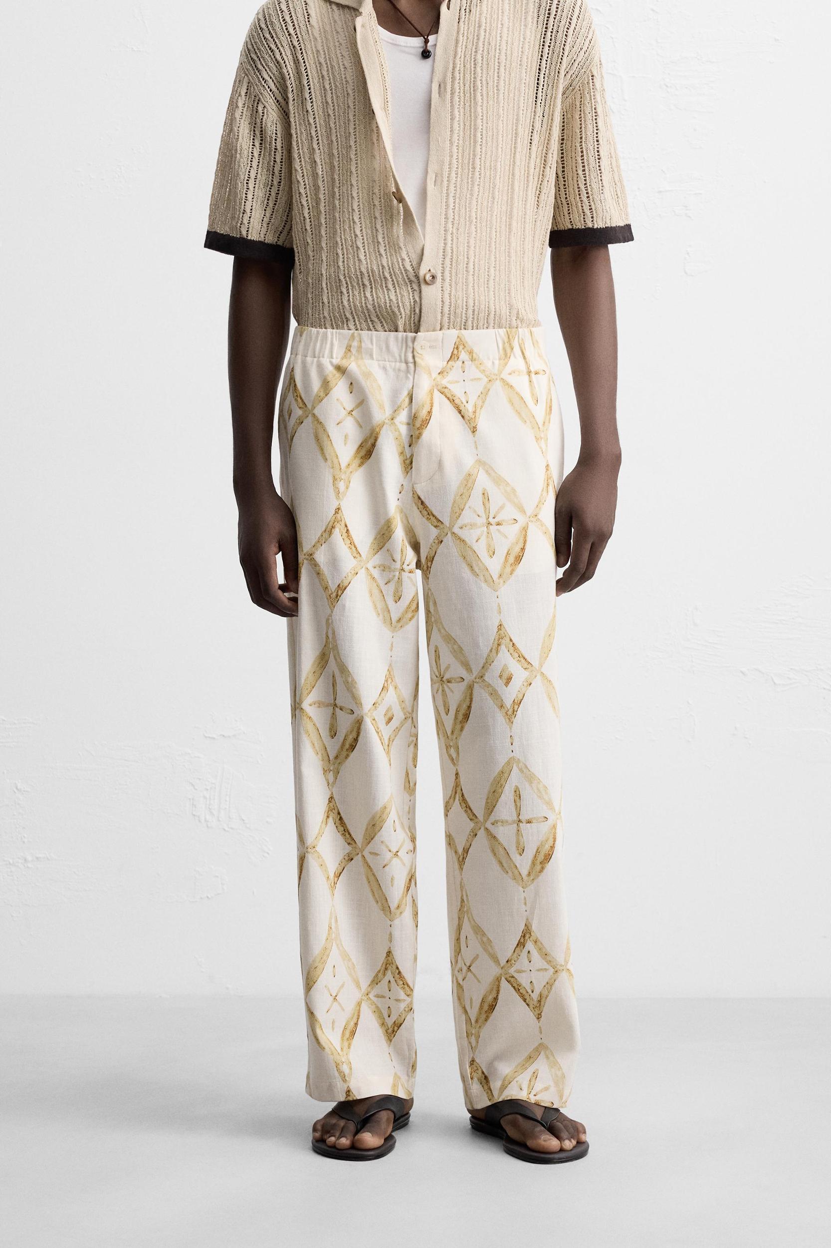 GEOMETRIC PRINT RELAXED FIT PANTS Product Image