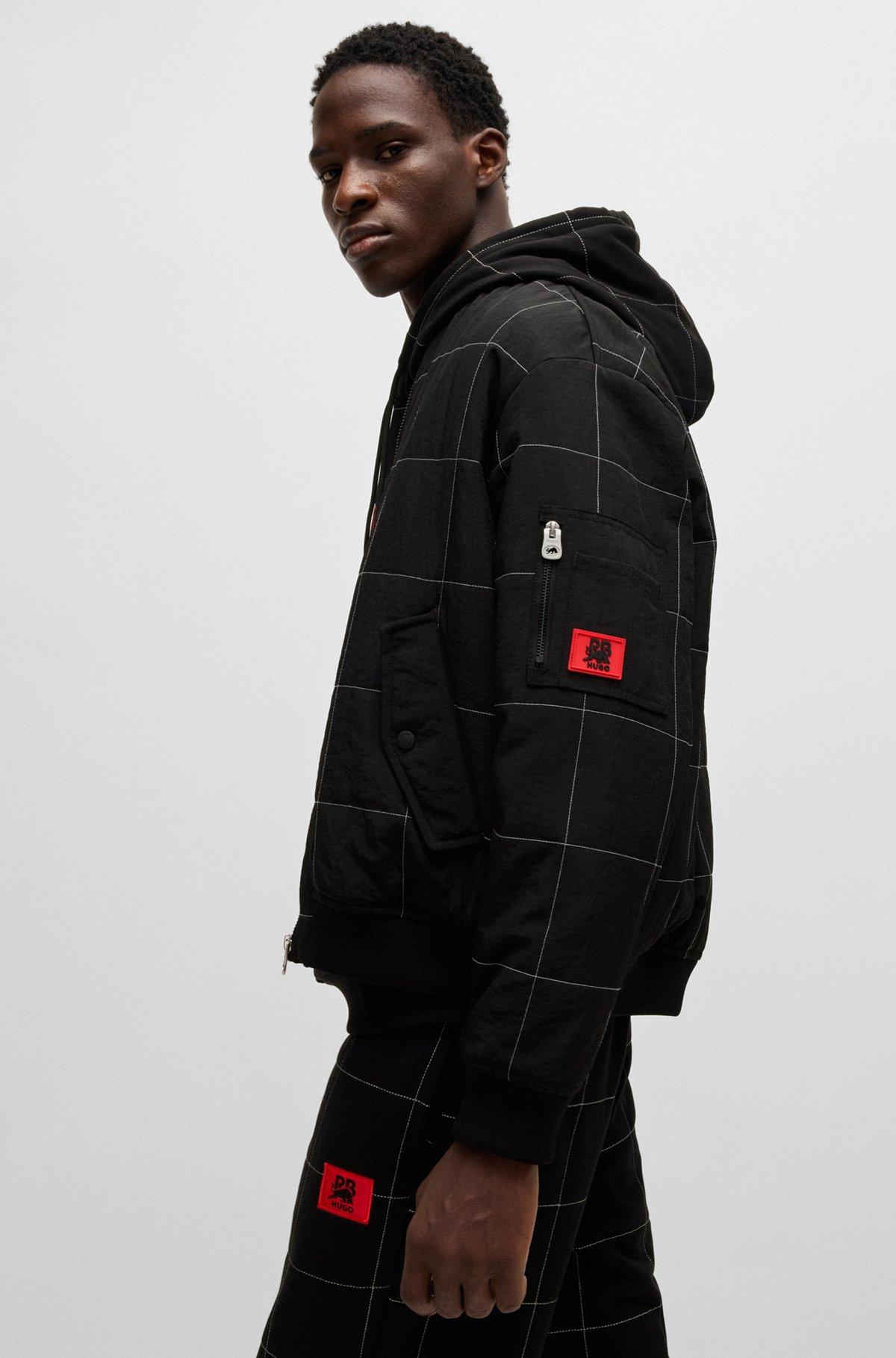 HUGO x RB water-repellent bomber jacket with grid quilting Product Image
