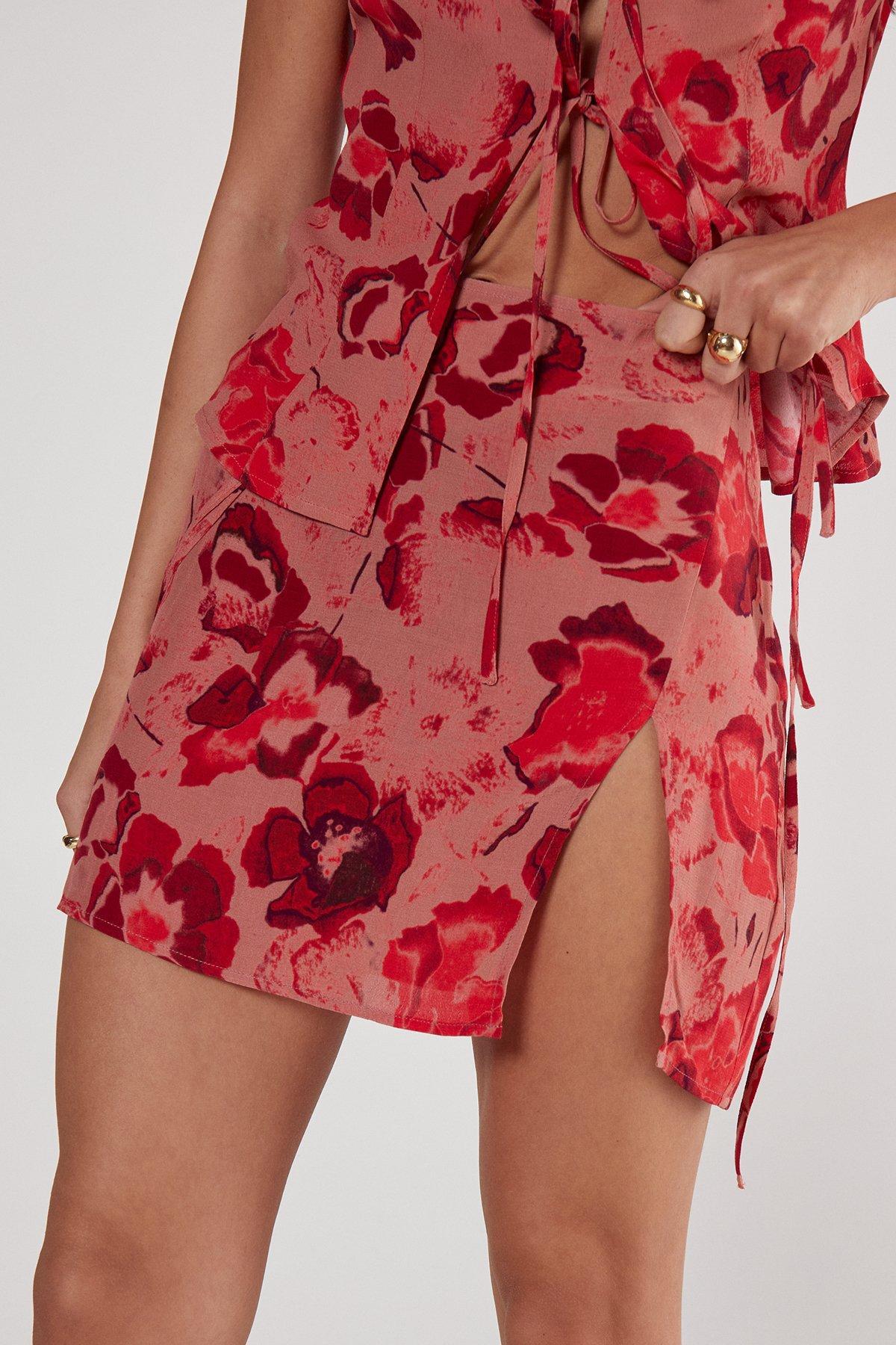 Floral Split Mini Skirt Product Image