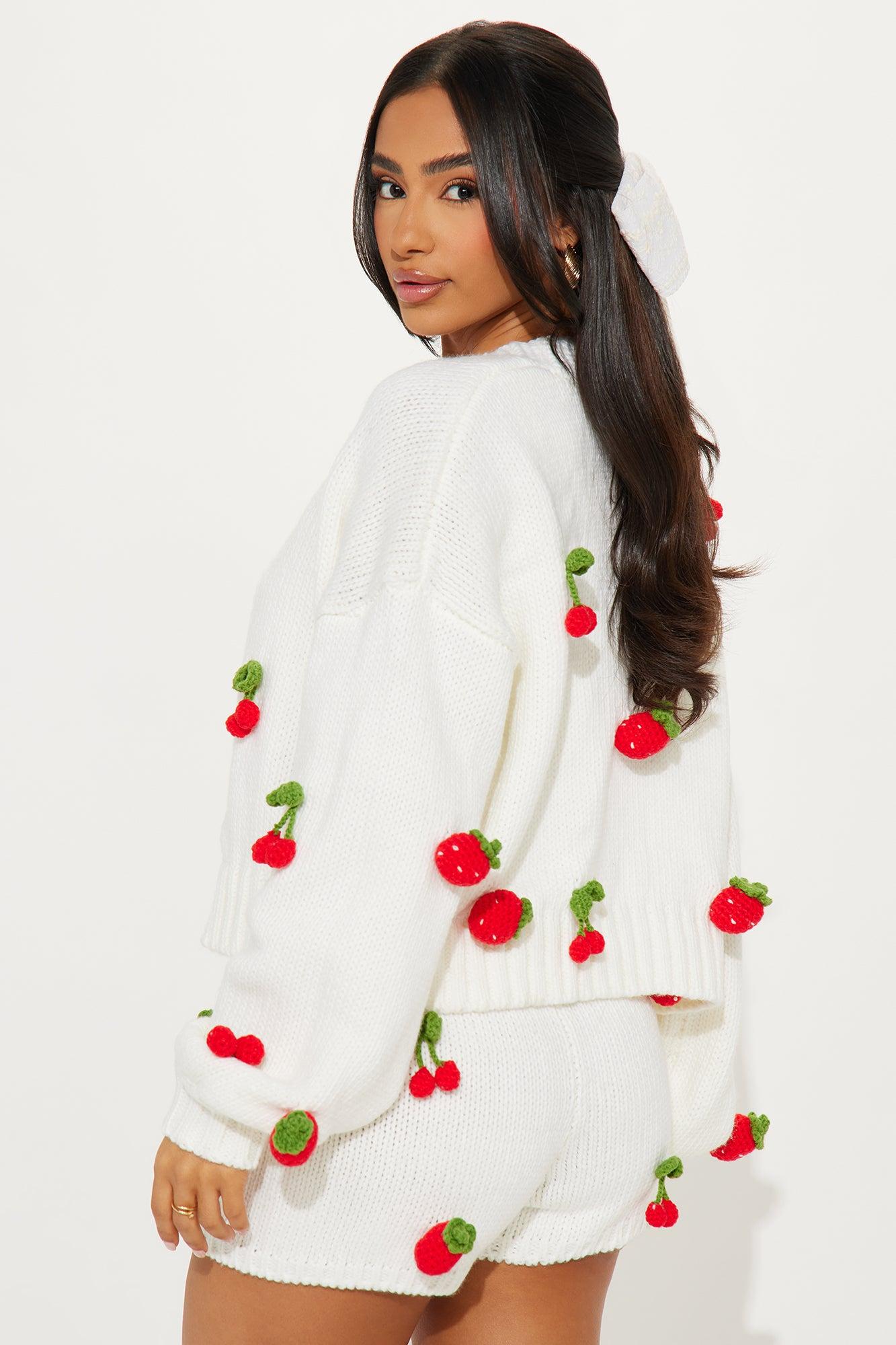 Berry Delicious Sweater Short Set - Ivory/combo Product Image