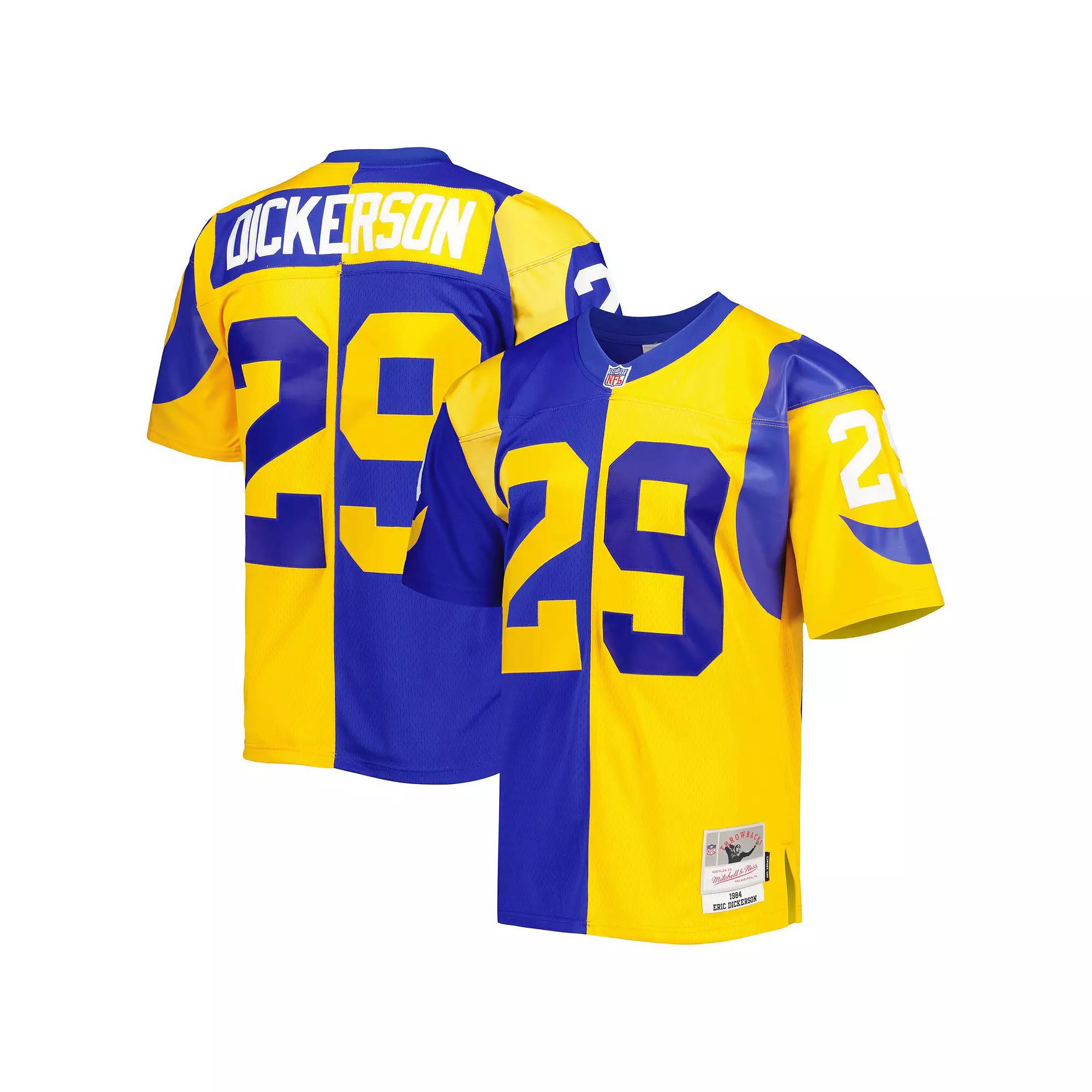 Men's Mitchell & Ness Eric Dickerson Royal/Gold Los Angeles Rams 1984 Split Legacy Replica Jersey, Size: Small, Blue Product Image