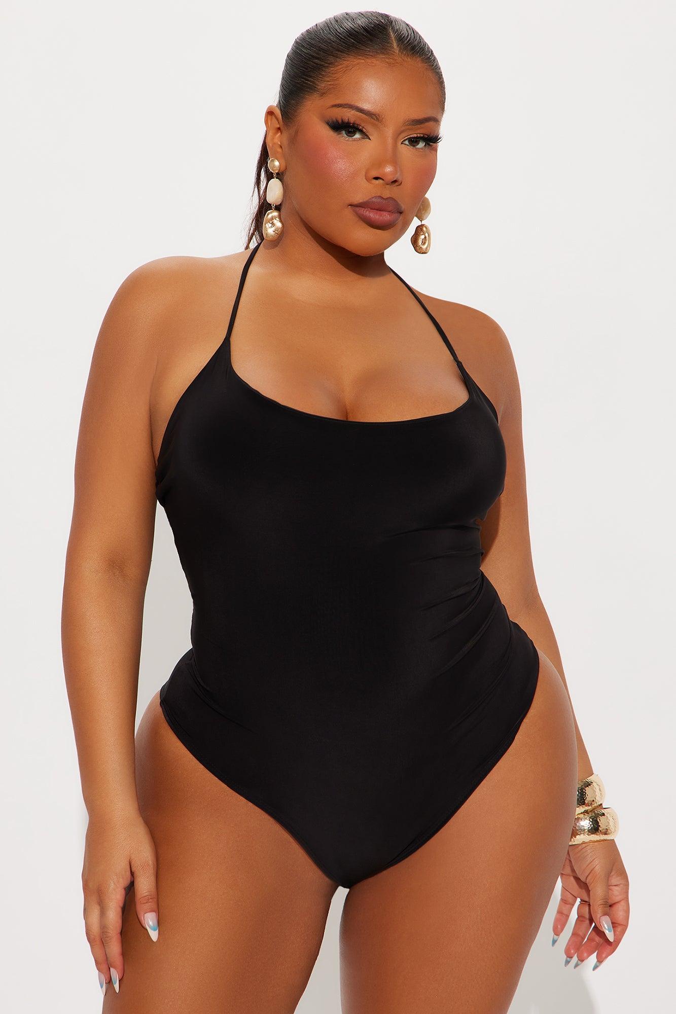 Hotspot Double Lined Backless Halter Bodysuit - Black Female Product Image