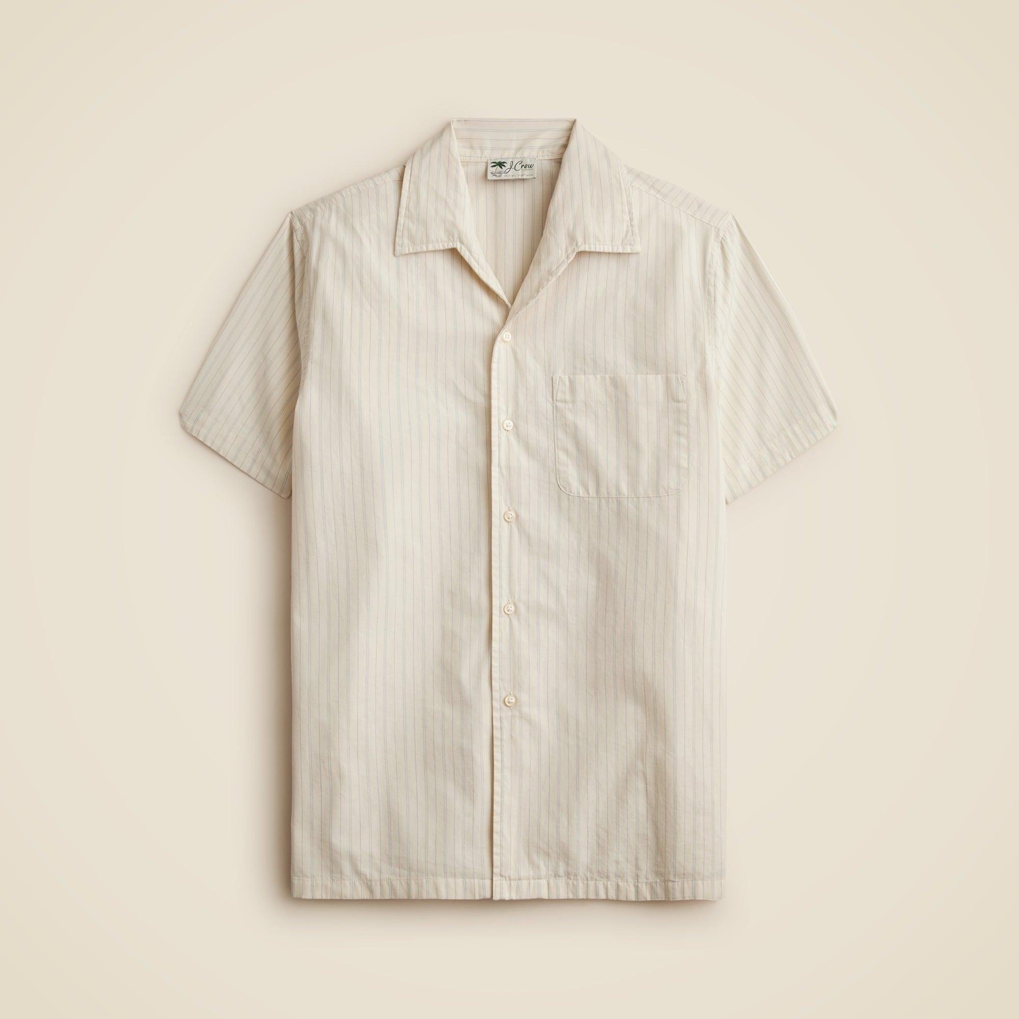 Short-sleeve Secret Wash cotton poplin camp-collar shirt Product Image