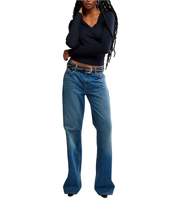 Free People Neria V-Neck Long Sleeve Exposed Seam Tee Product Image