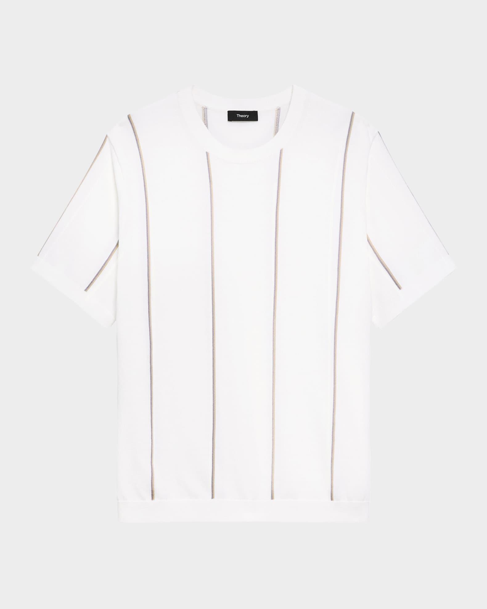 Men's Short-Sleeve Striped T-Shirt in Tactile Cotton Product Image