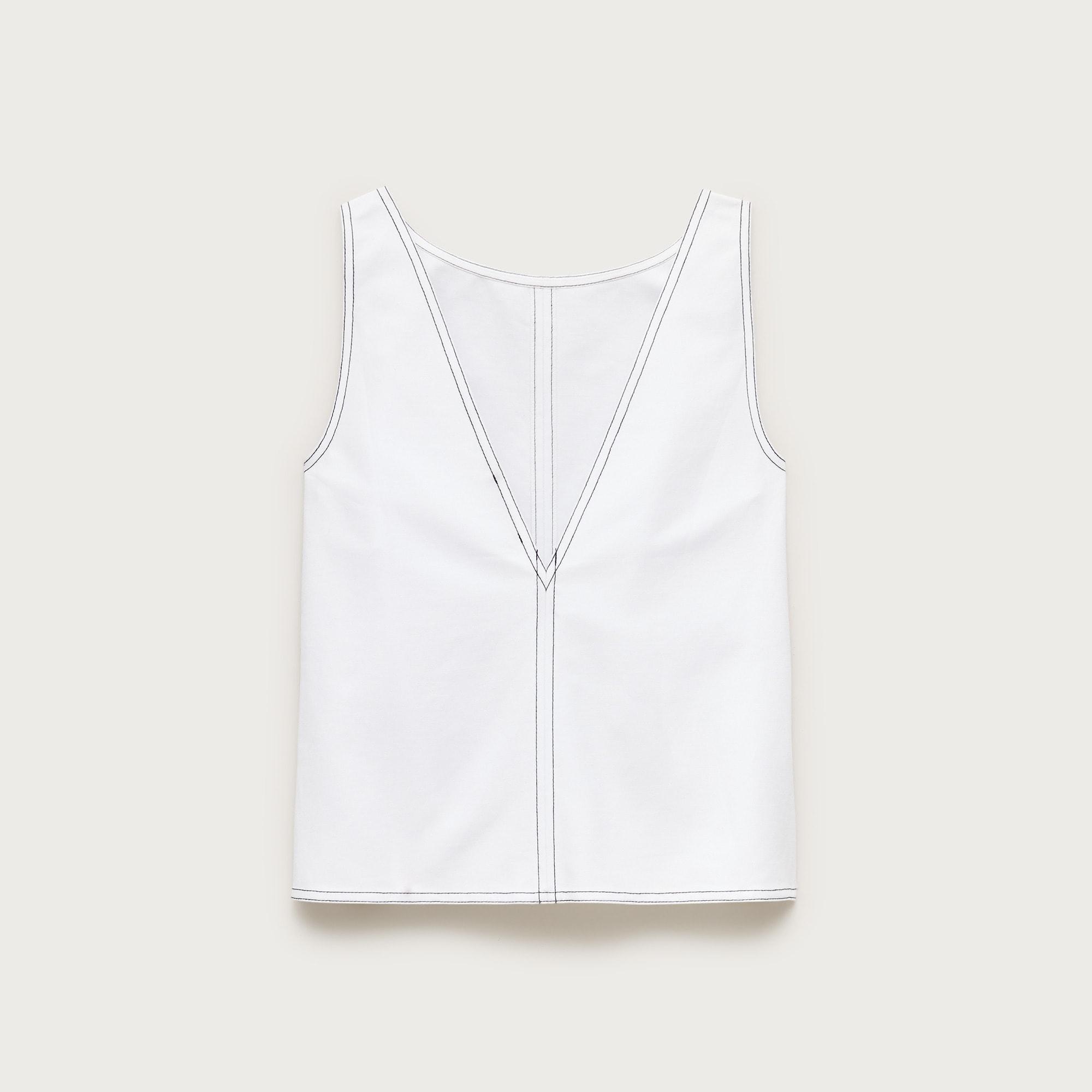 Contrast-stitch shell top in double cotton poplin Product Image