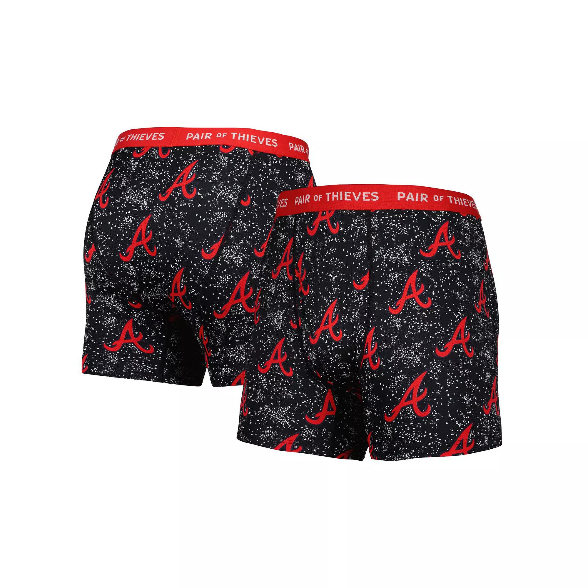 Men's Pair of Thieves Gray/Black Atlanta Braves Super Fit 2-Pack Boxer Briefs Set, Size: XL, Grey Product Image