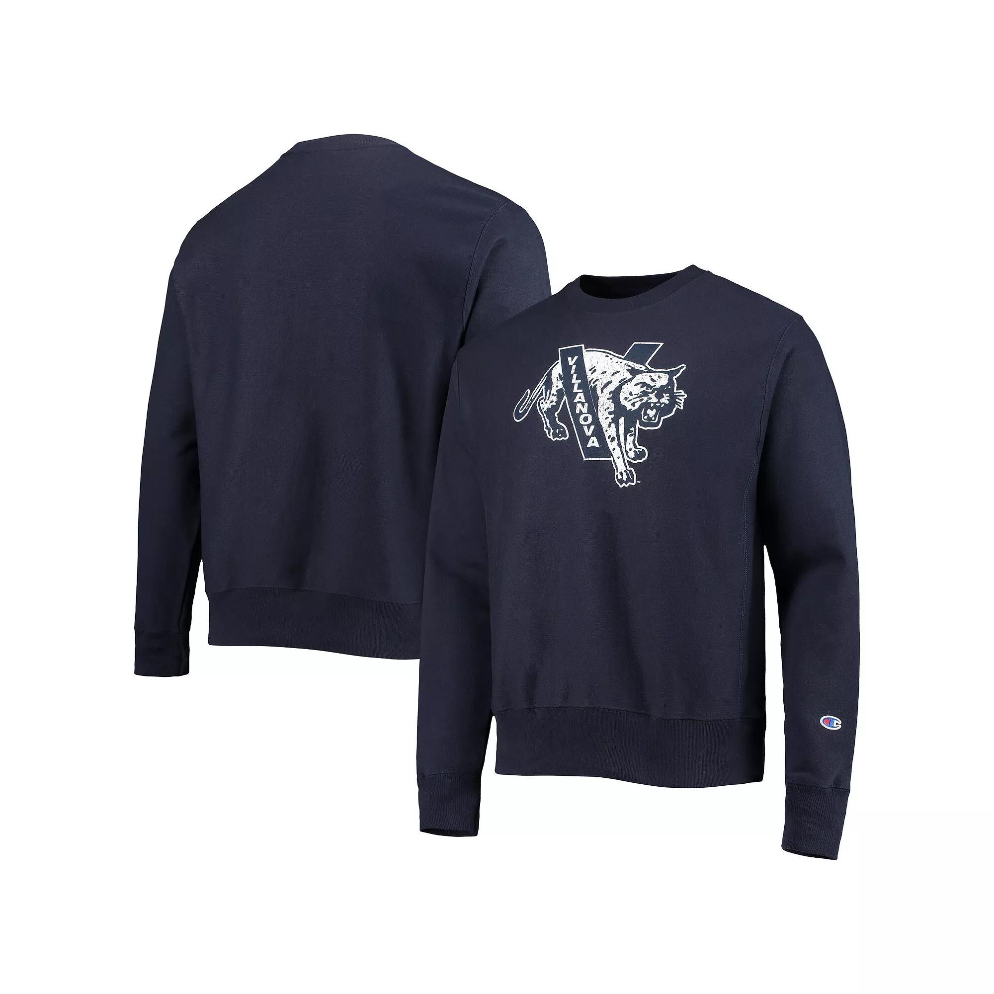 Men's Champion Navy Villanova Wildcats Vault Logo Reverse Weave Pullover Sweatshirt, Size: 2XL, Blue Product Image