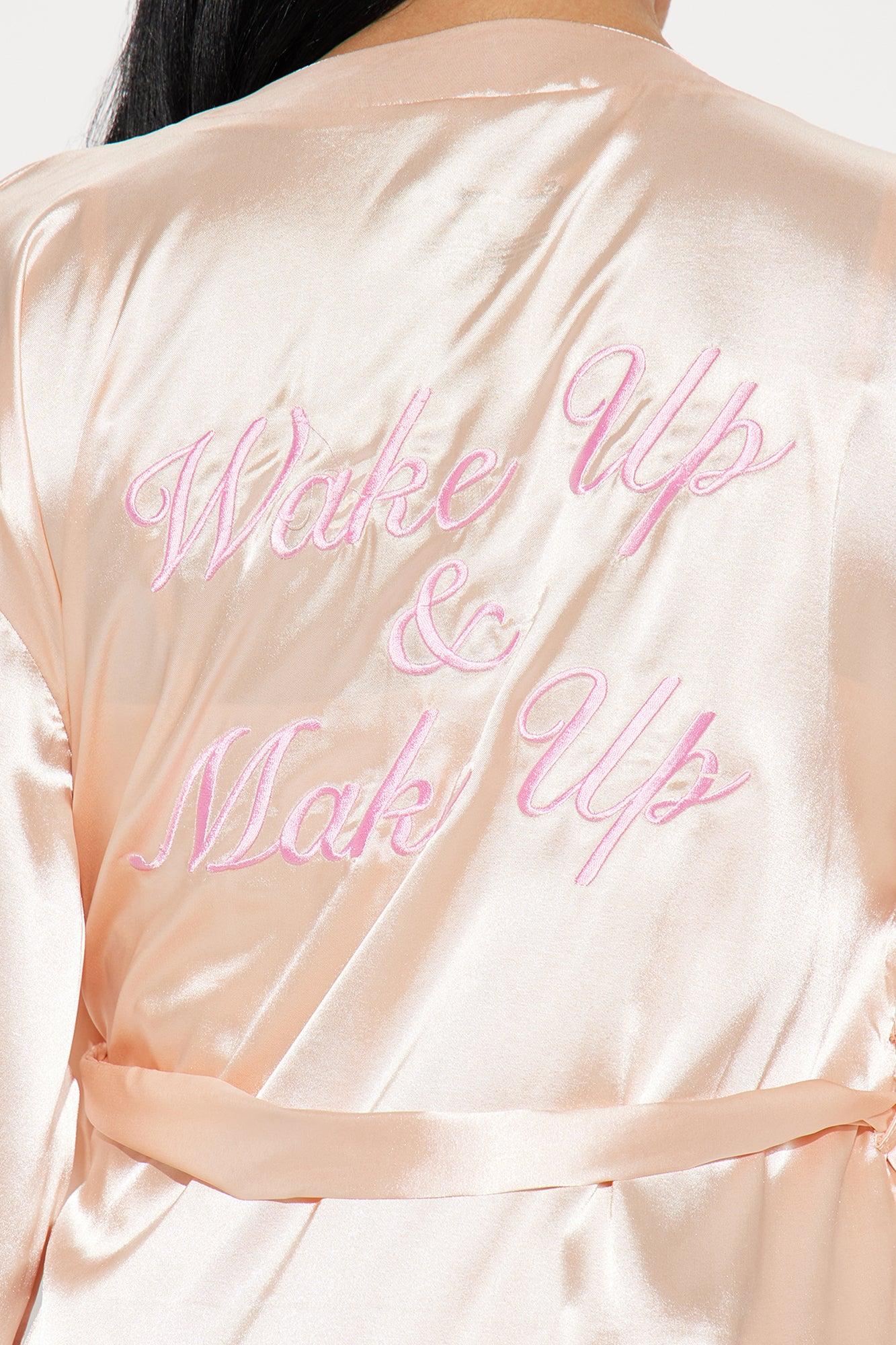 Wake Up And Make Up Satin PJ Robe Set - Gold Product Image