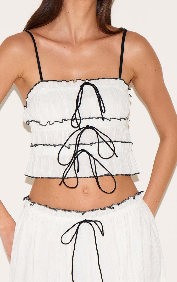 White Cheesecloth Contrast Cami Top Product Image