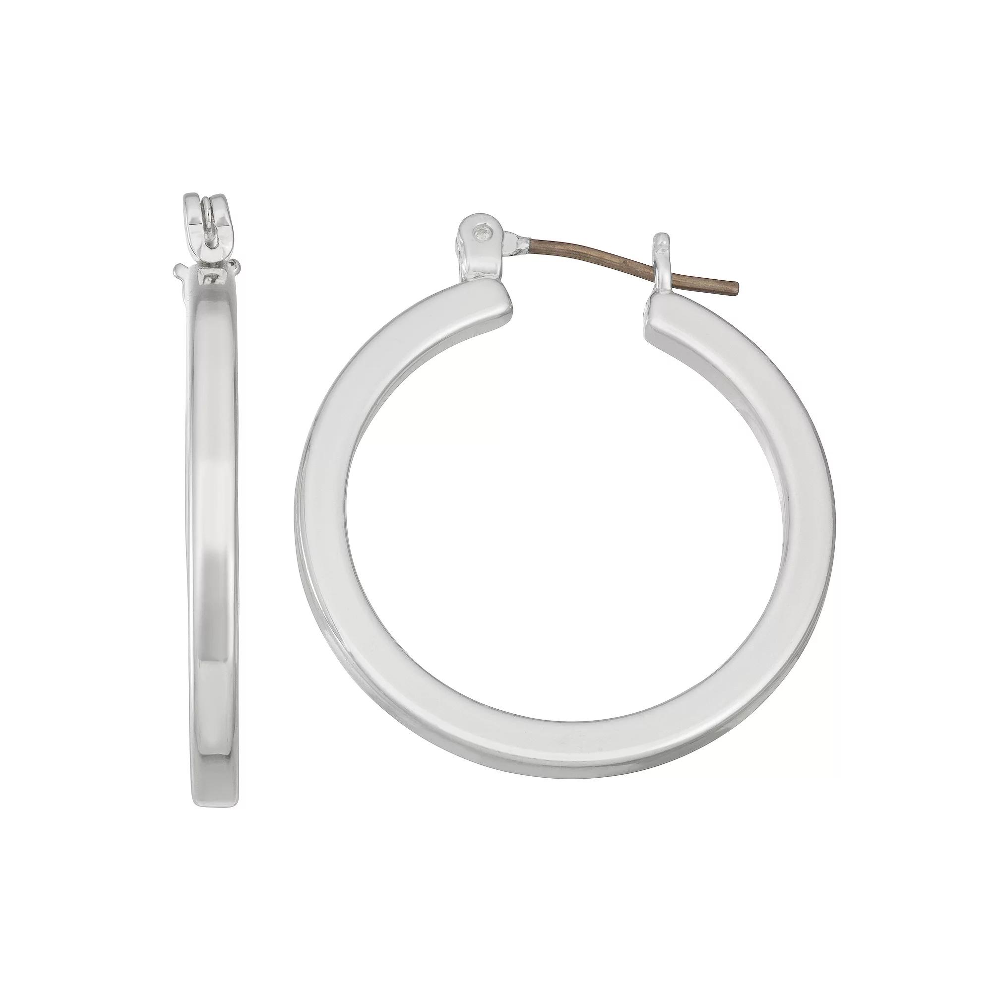 Napier Silver Tone Midi Hoop Earrings, Women's Product Image