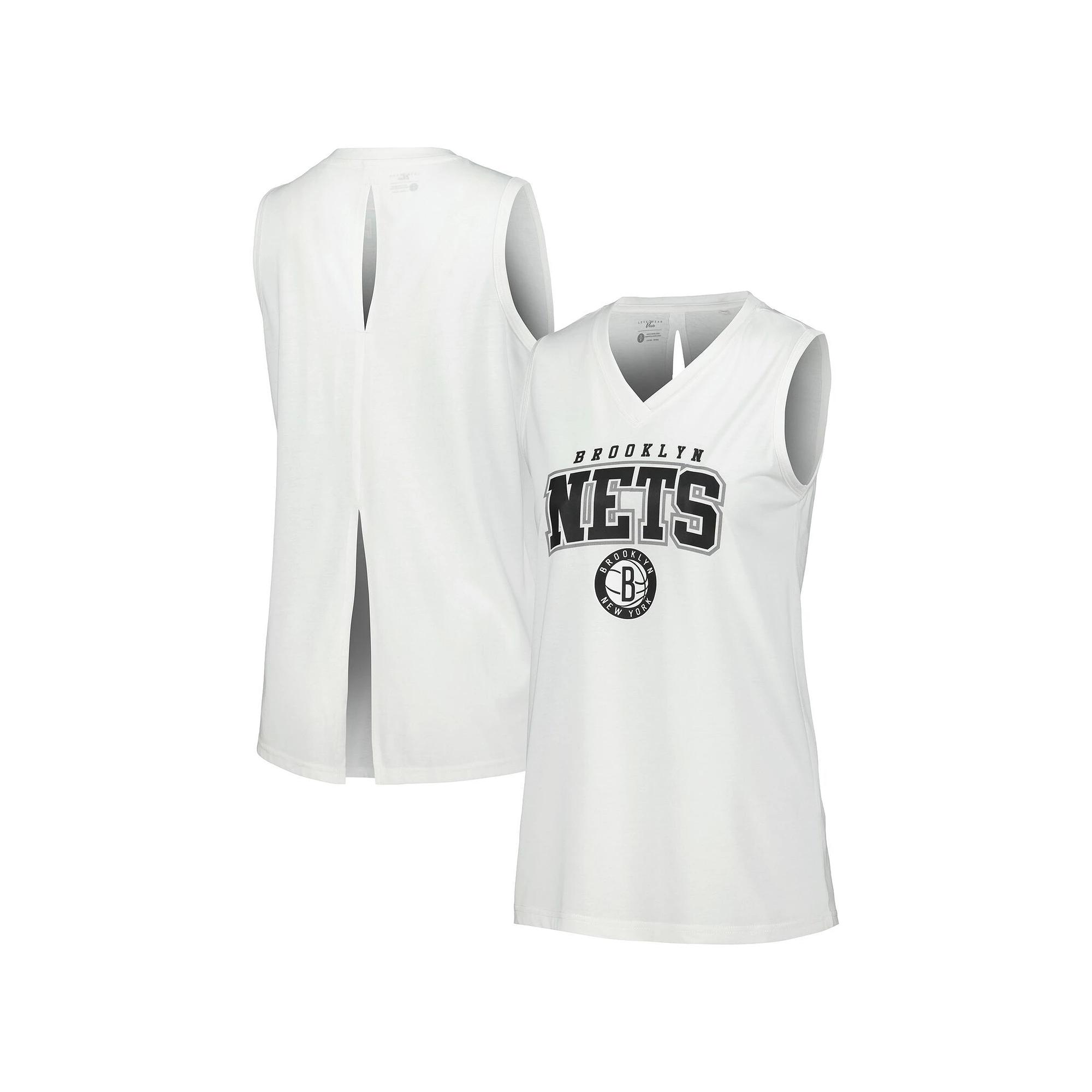 Women's Levelwear White Brooklyn Nets Paisley Peekaboo Tank Top,  Product Image