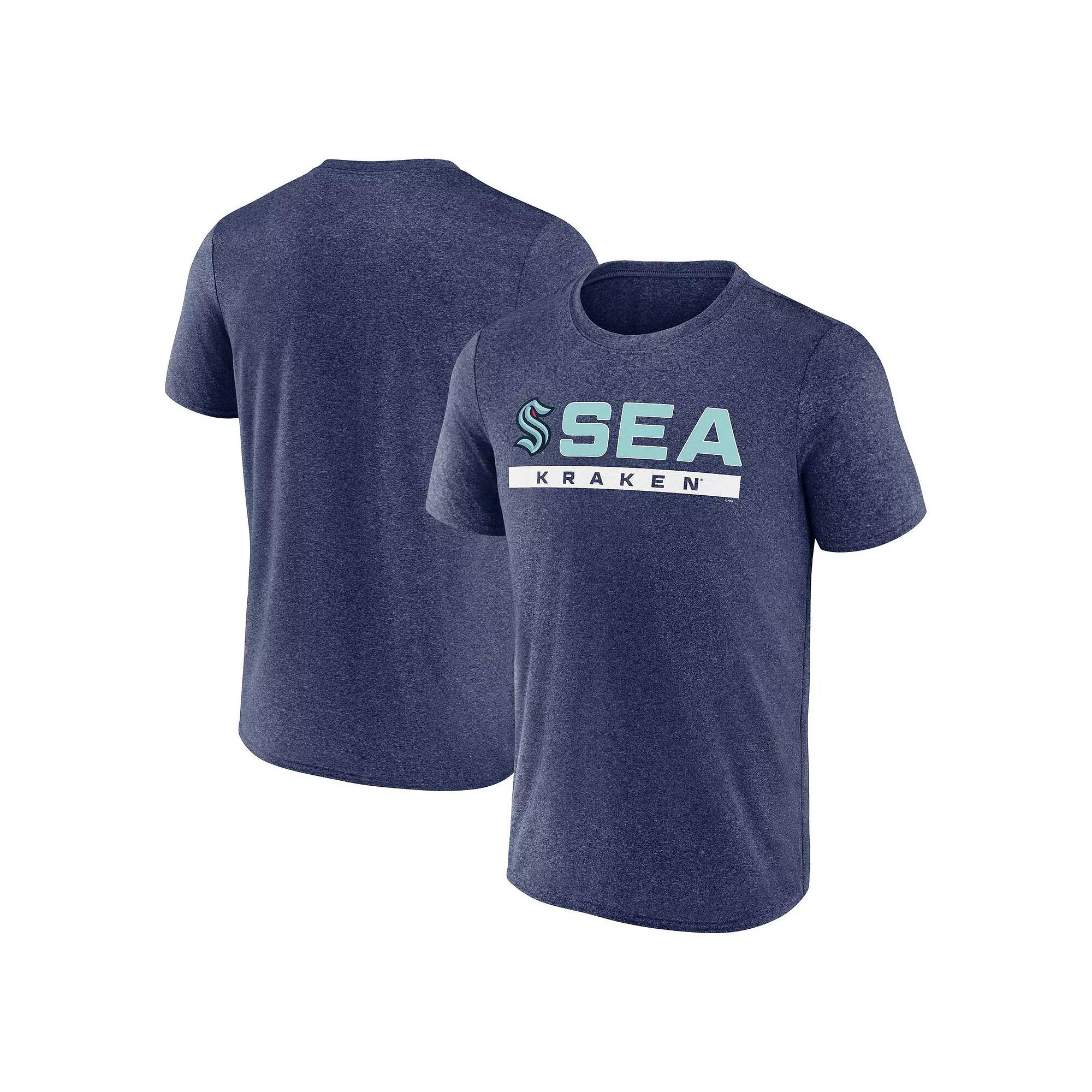 Men's Fanatics Branded Heather Deep Sea Blue Seattle Kraken Playmaker T-Shirt,  Product Image