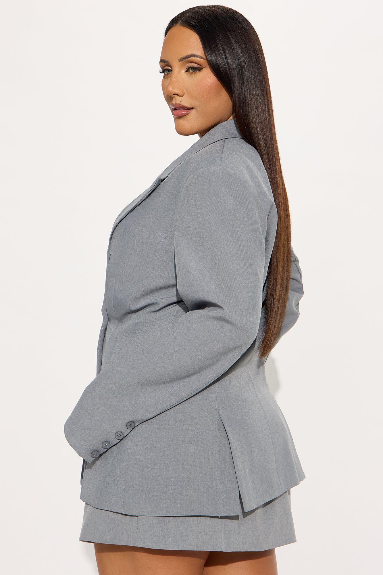 Giselle Double Breasted Hourglass Blazer - Grey Product Image