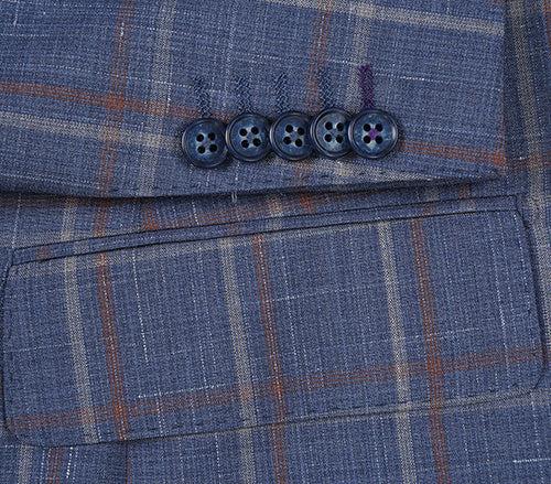 English Laundry 2-Piece Check Wool Linen Blend Slim Fit Suit Product Image