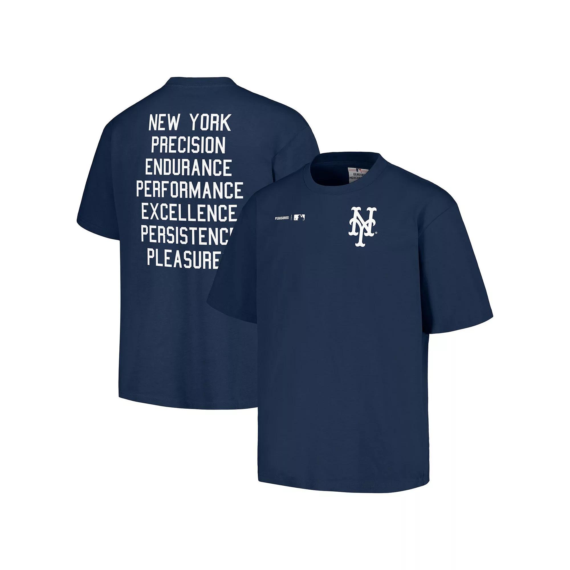 Men's PLEASURES Navy New York Mets Precision T-Shirt,  Product Image
