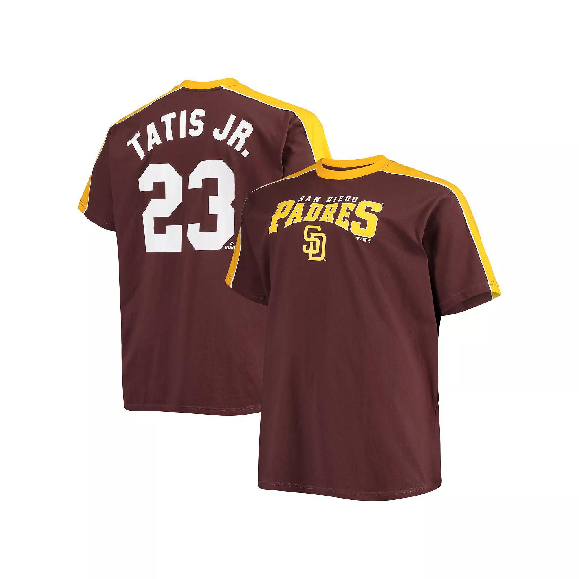Men's Fernando Tatis Jr. Brown/Gold San Diego Padres Big & Tall Fashion Piping Player T-Shirt, Size: XLT Product Image