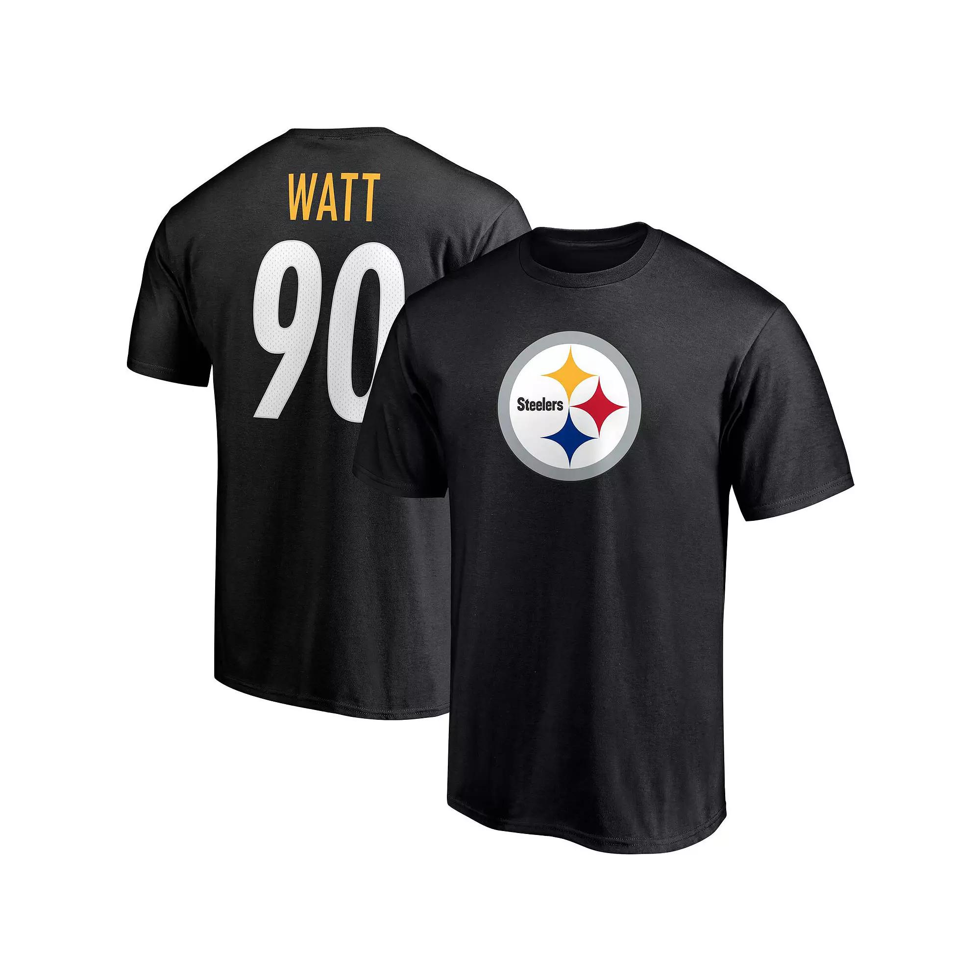 Men's Fanatics Branded T.J. Watt Black Pittsburgh Steelers Player Icon Name & Number T-Shirt,  Product Image