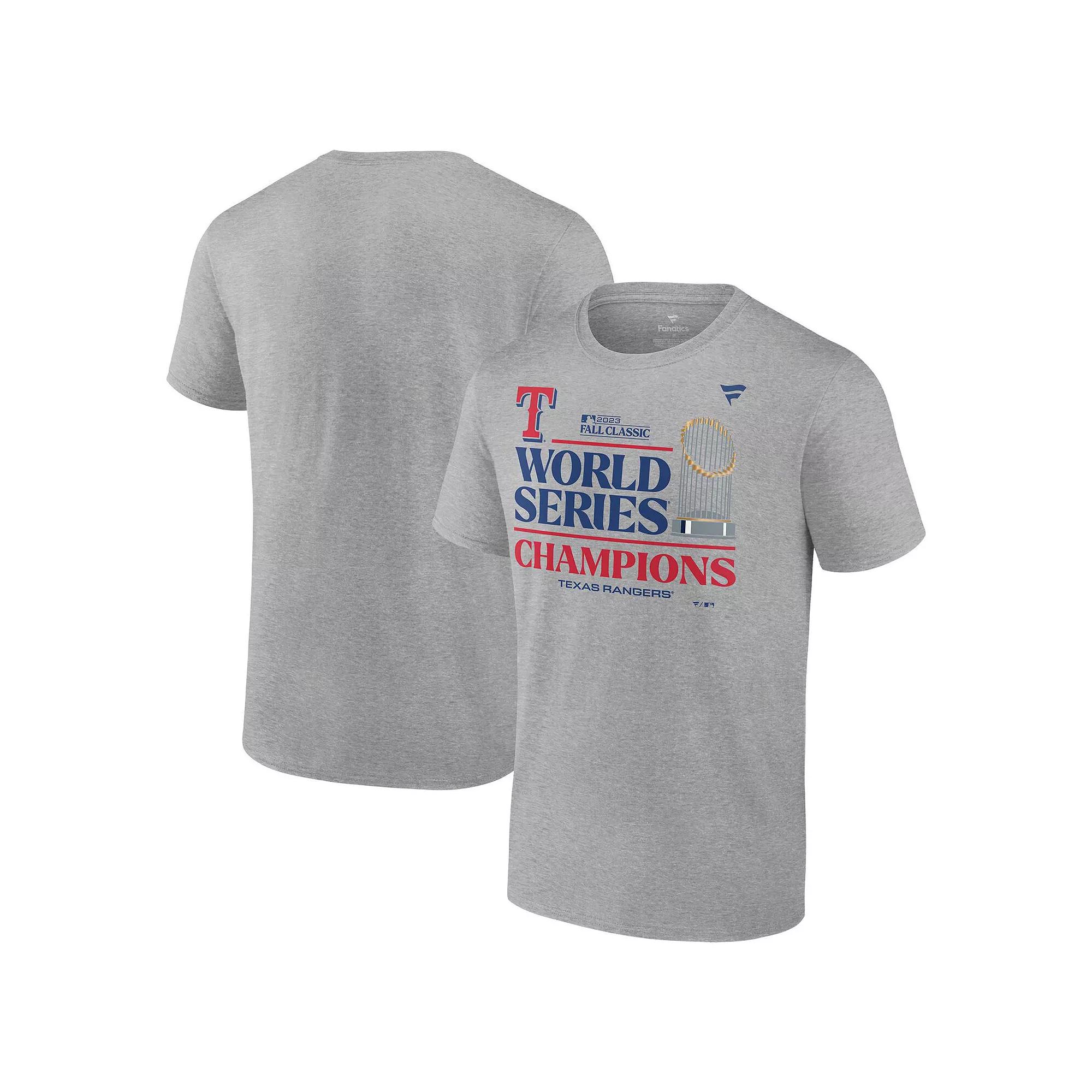 Men's Fanatics Branded  Heather Gray Texas Rangers 2023 World Series Champions Locker Room Big & Tall T-Shirt, Size: 4XB, Grey Product Image