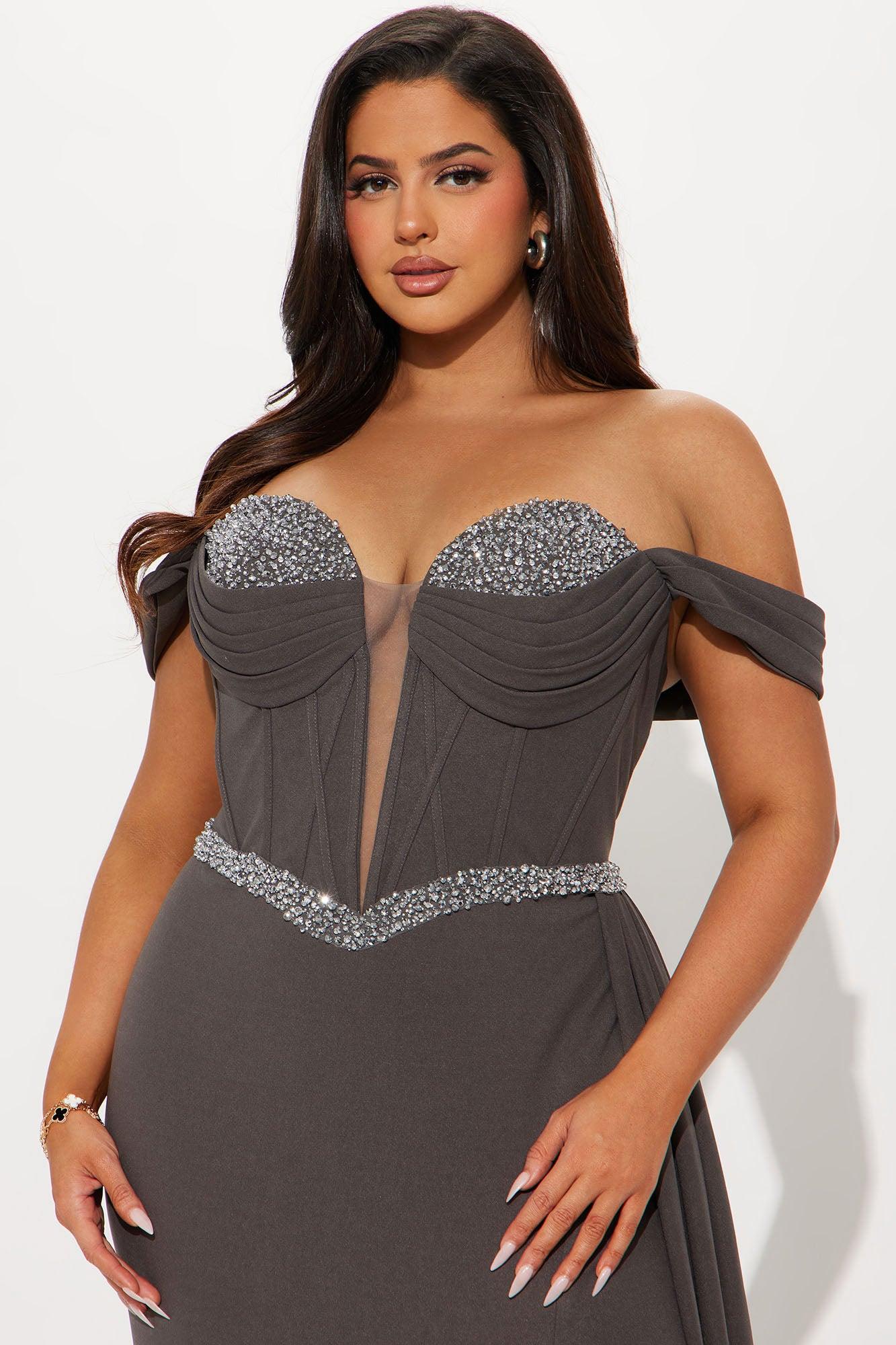 Elsa Embellished Gown - Charcoal Product Image