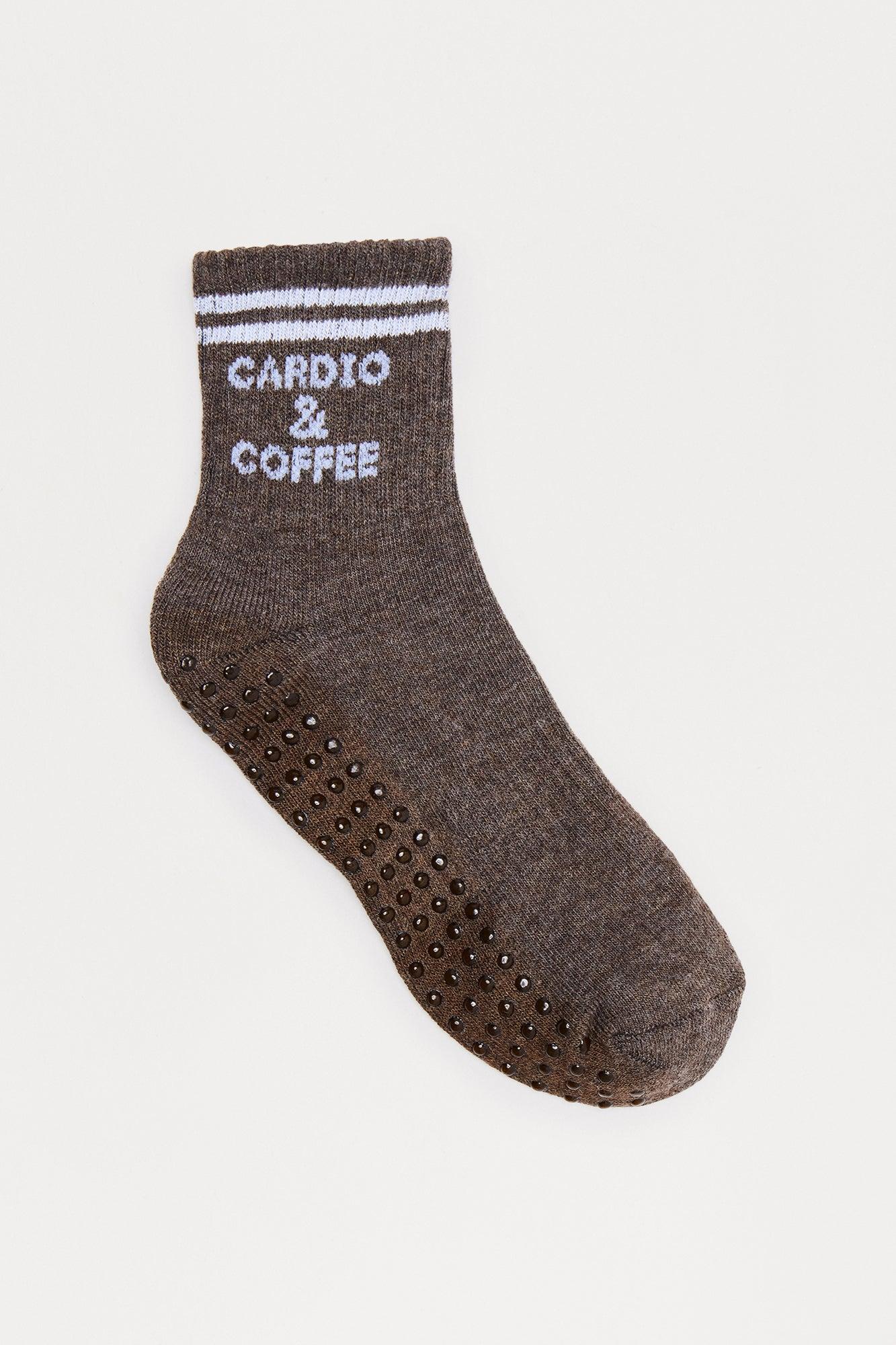 Cardio And Coffee Pilate Socks - Brown Female Product Image