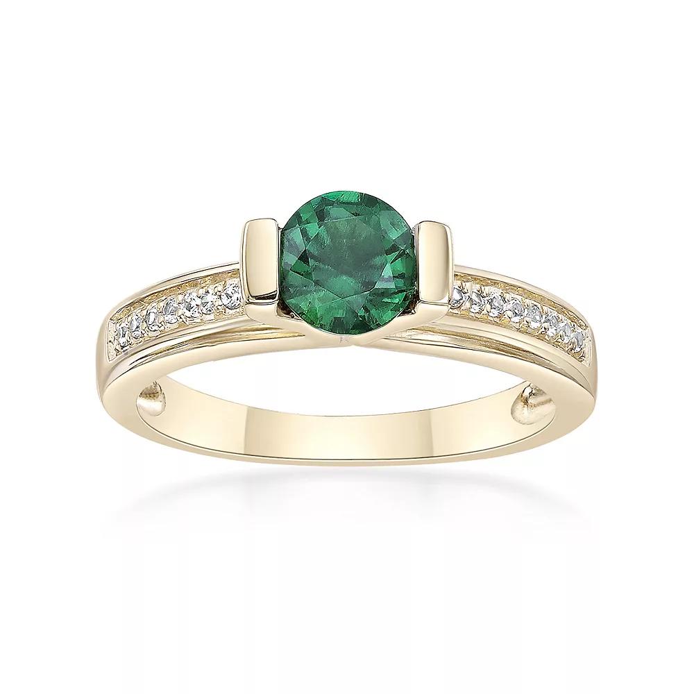 Gemminded 18k Gold Over Silver Lab-Created Emerald & Lab-Created White Sapphire Ring, Women's, Size: 6, Gold Tone Product Image