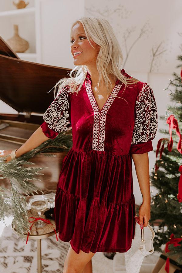 Charmed Moments Velvet Mini Dress in Wine Product Image