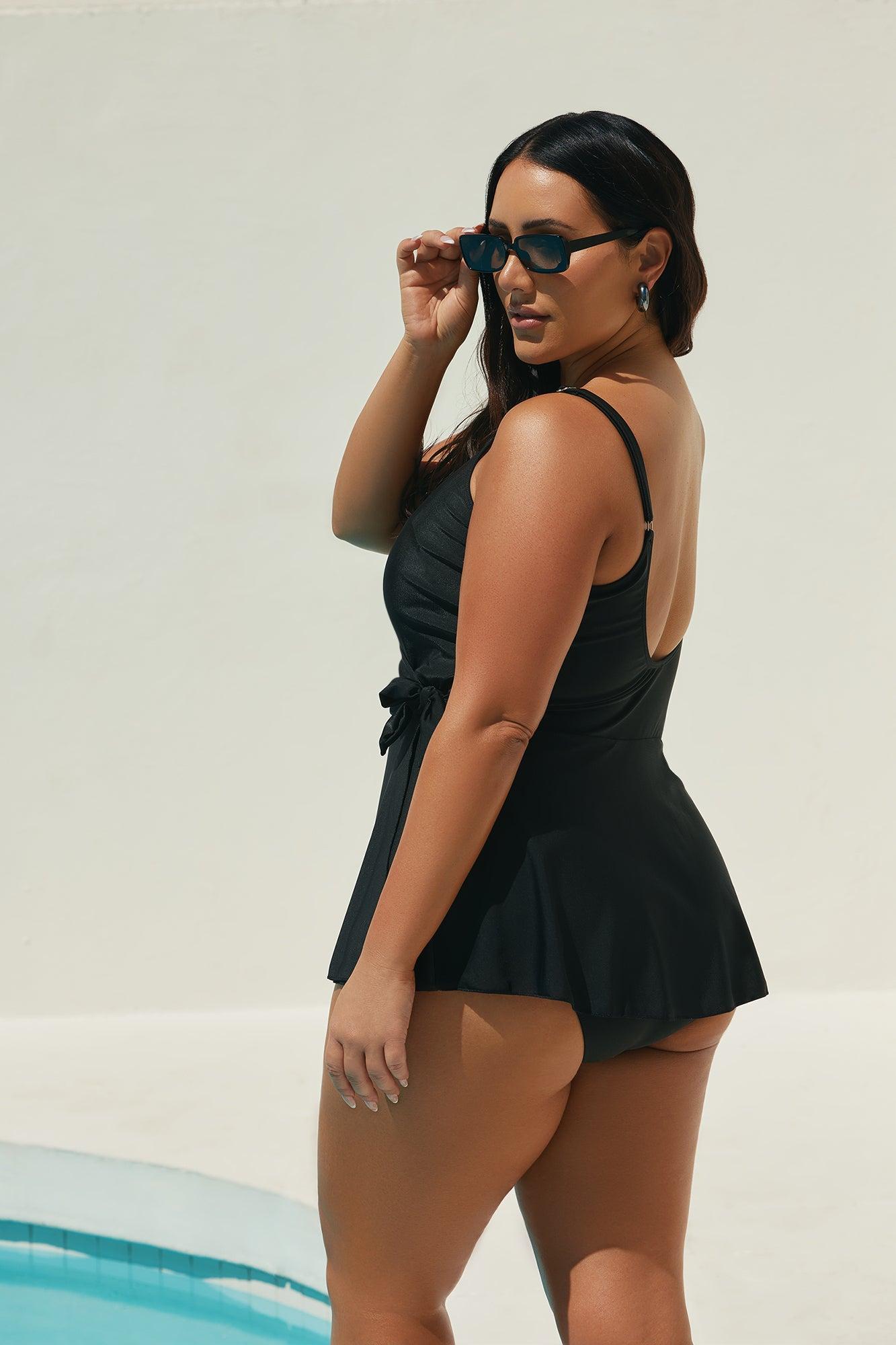 Sun And Sea Swim Dress 1 Piece Swimsuit - Black Product Image