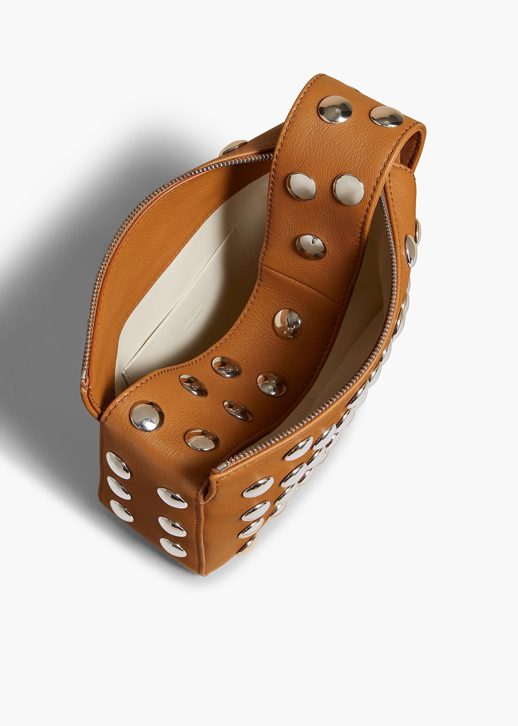 Small Elena Bag in Nougat Leather with Studs Product Image