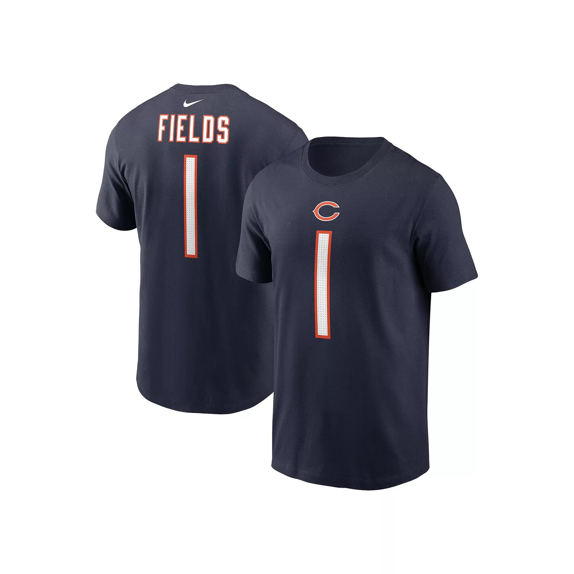 Men's Nike Justin Fields Navy Chicago Bears Player Name & Number T-Shirt, Size: Small, Blue Product Image