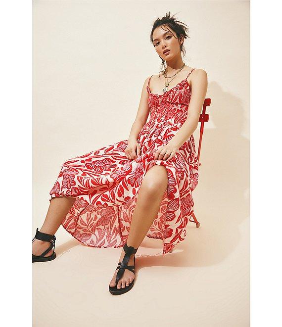 Free People Sweet Nothings Floral Print Smocked V-Neck Sleeveless Maxi Dress Product Image